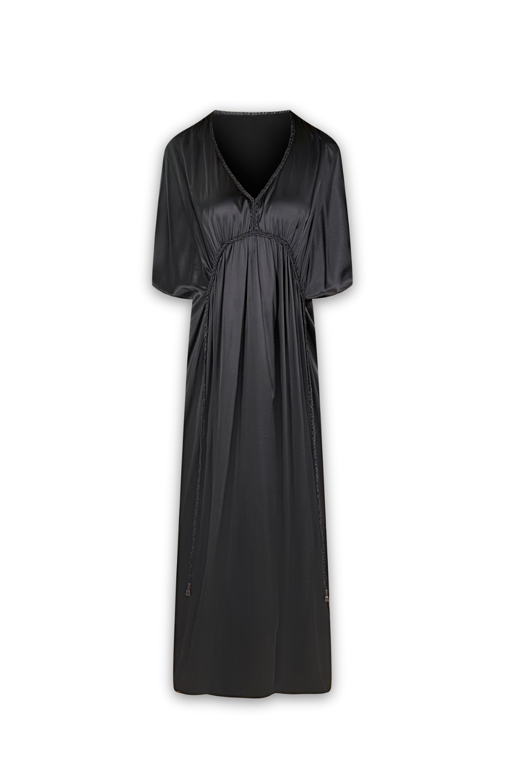 Silk Grecian Maxi Dress - Black