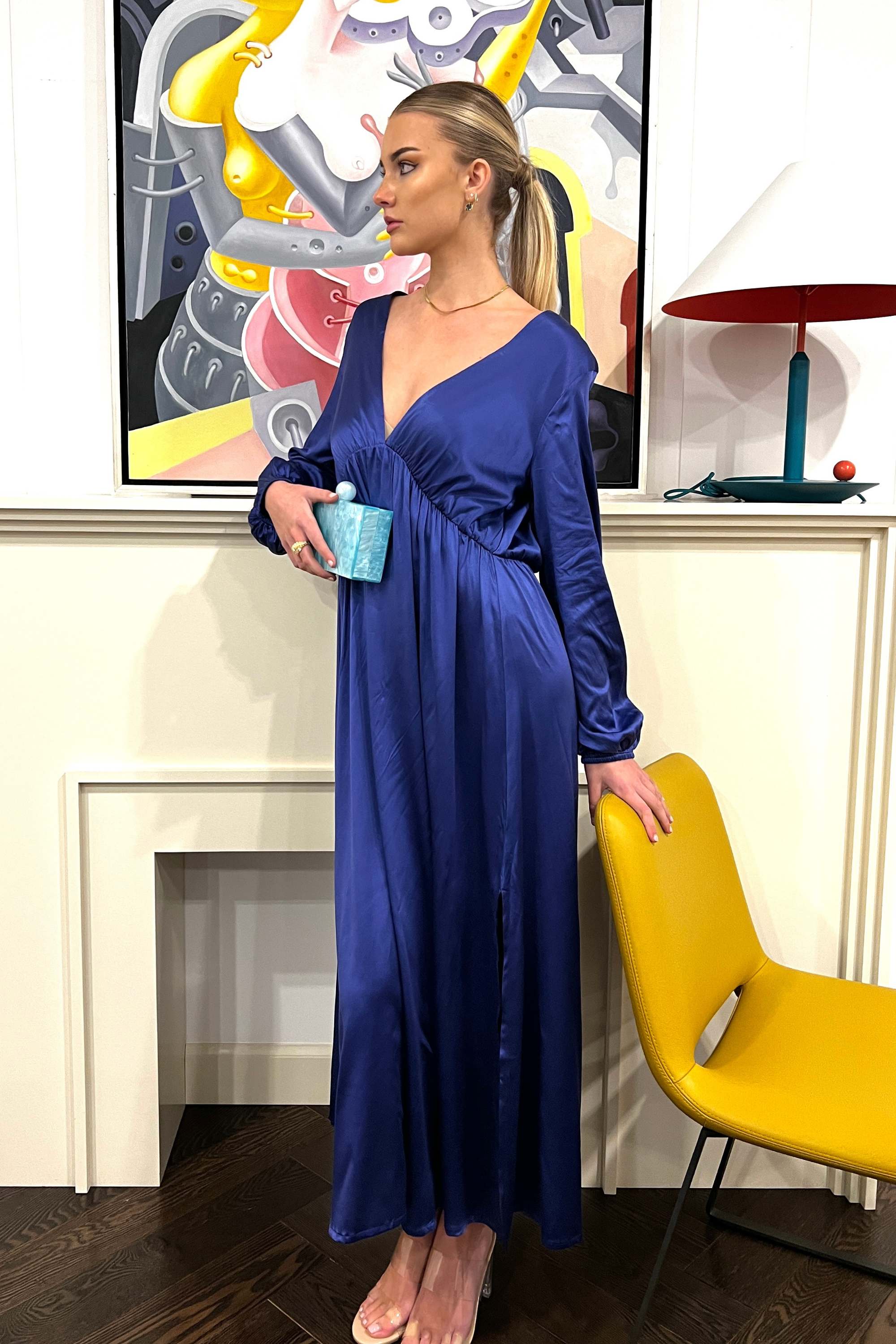 Silk Marigold Dress - Blue