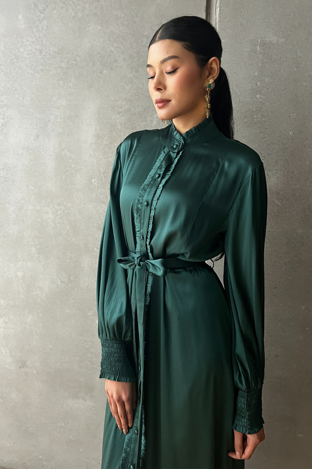 Silk Freya Dress - Green