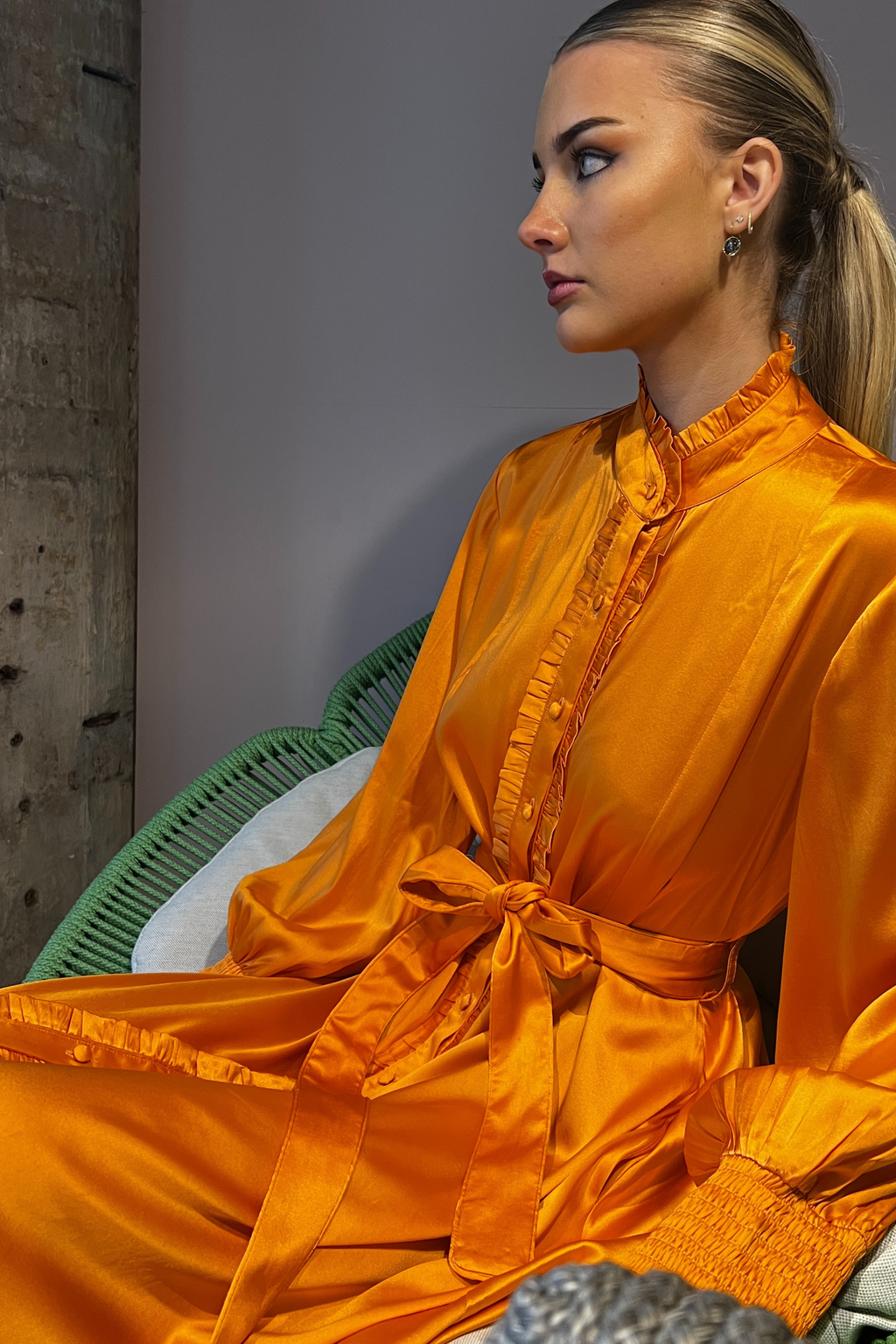 Silk Freya Dress - Orange