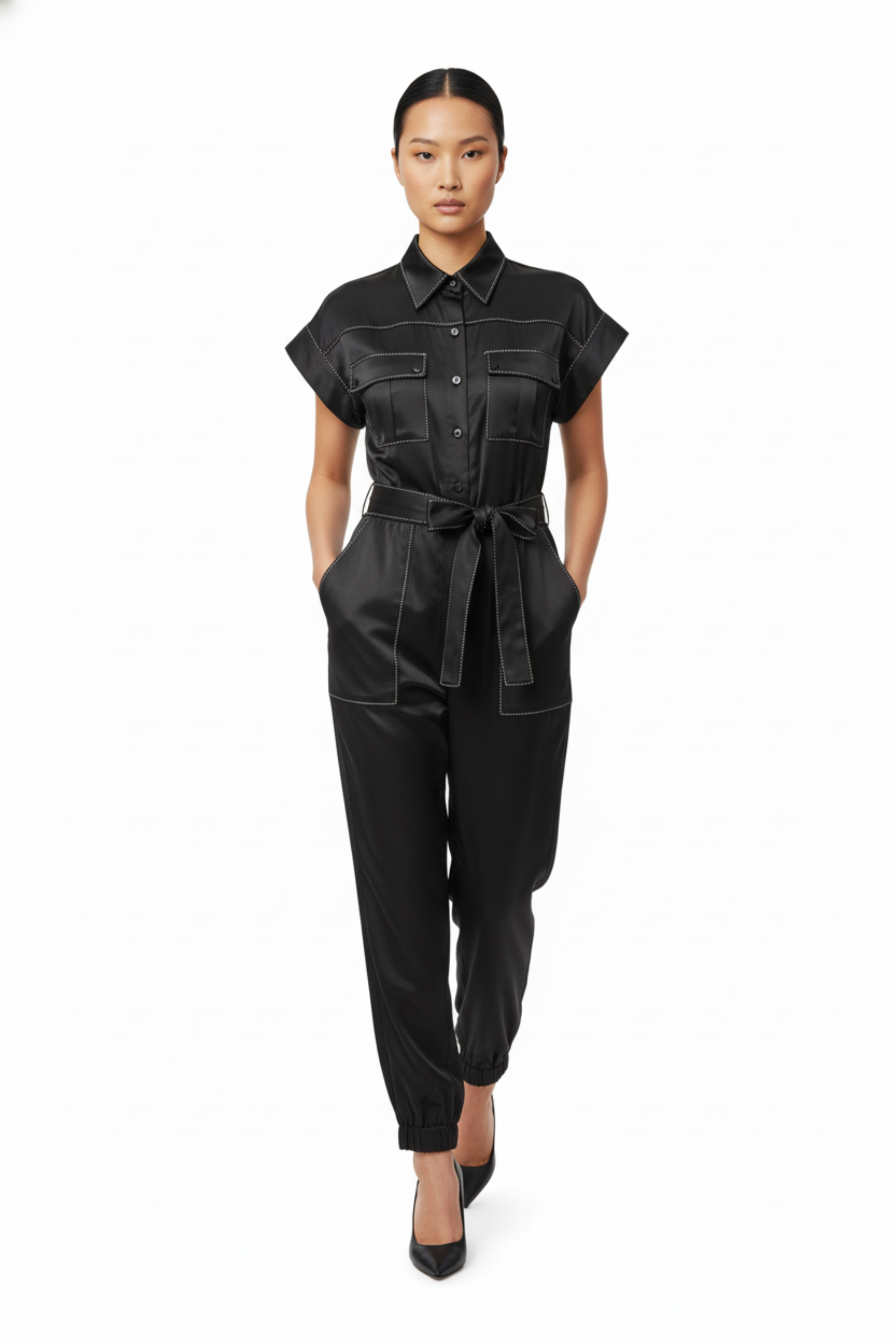 Silk Lenna Jumpsuit - Black