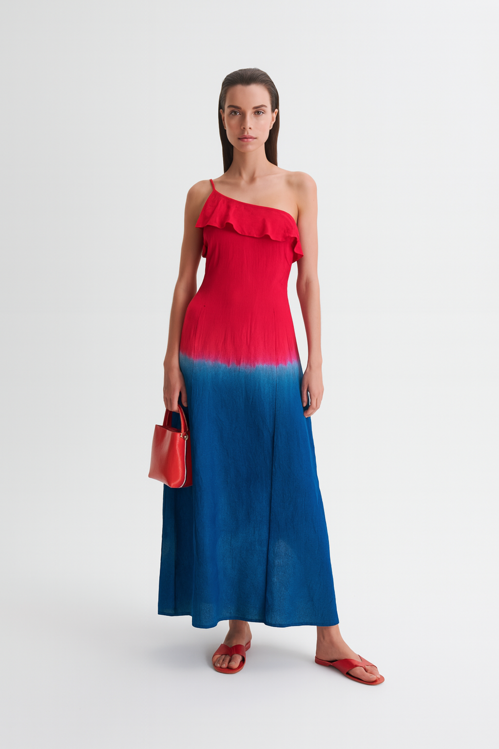 Asymmetrical Maxi - Ombre Red & Blue