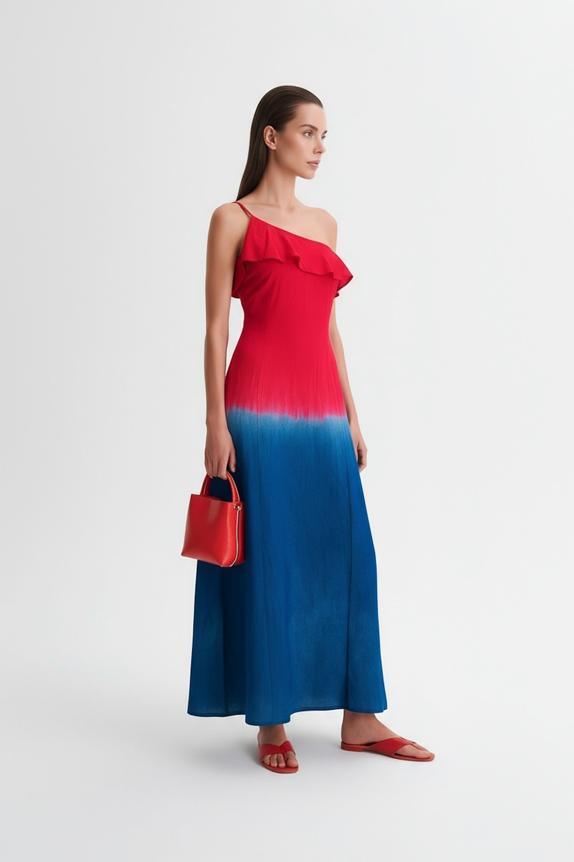 Asymmetrical Maxi - Ombre Red & Blue