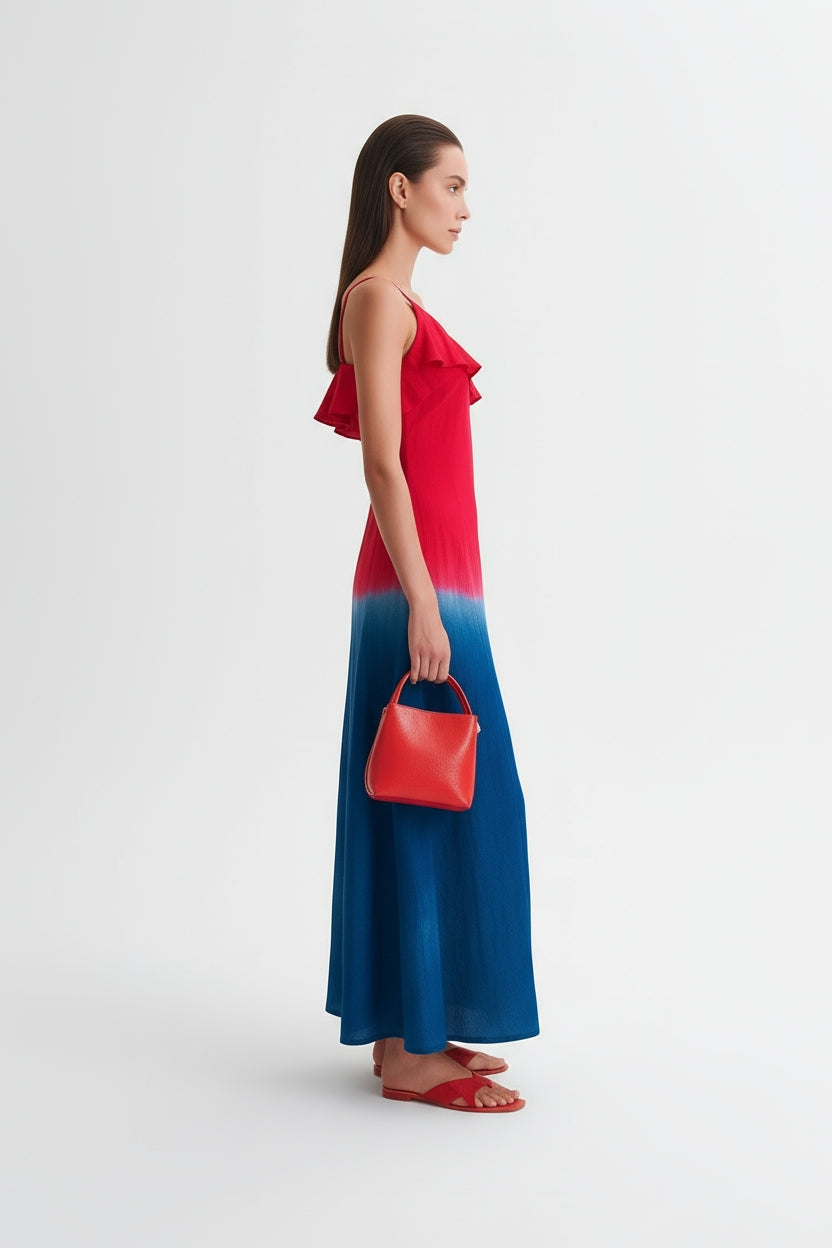 Asymmetrical Maxi - Ombre Red & Blue