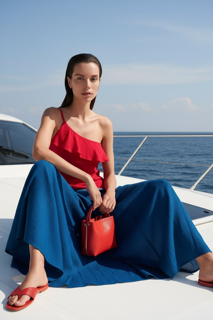 Asymmetrical Maxi - Ombre Red & Blue