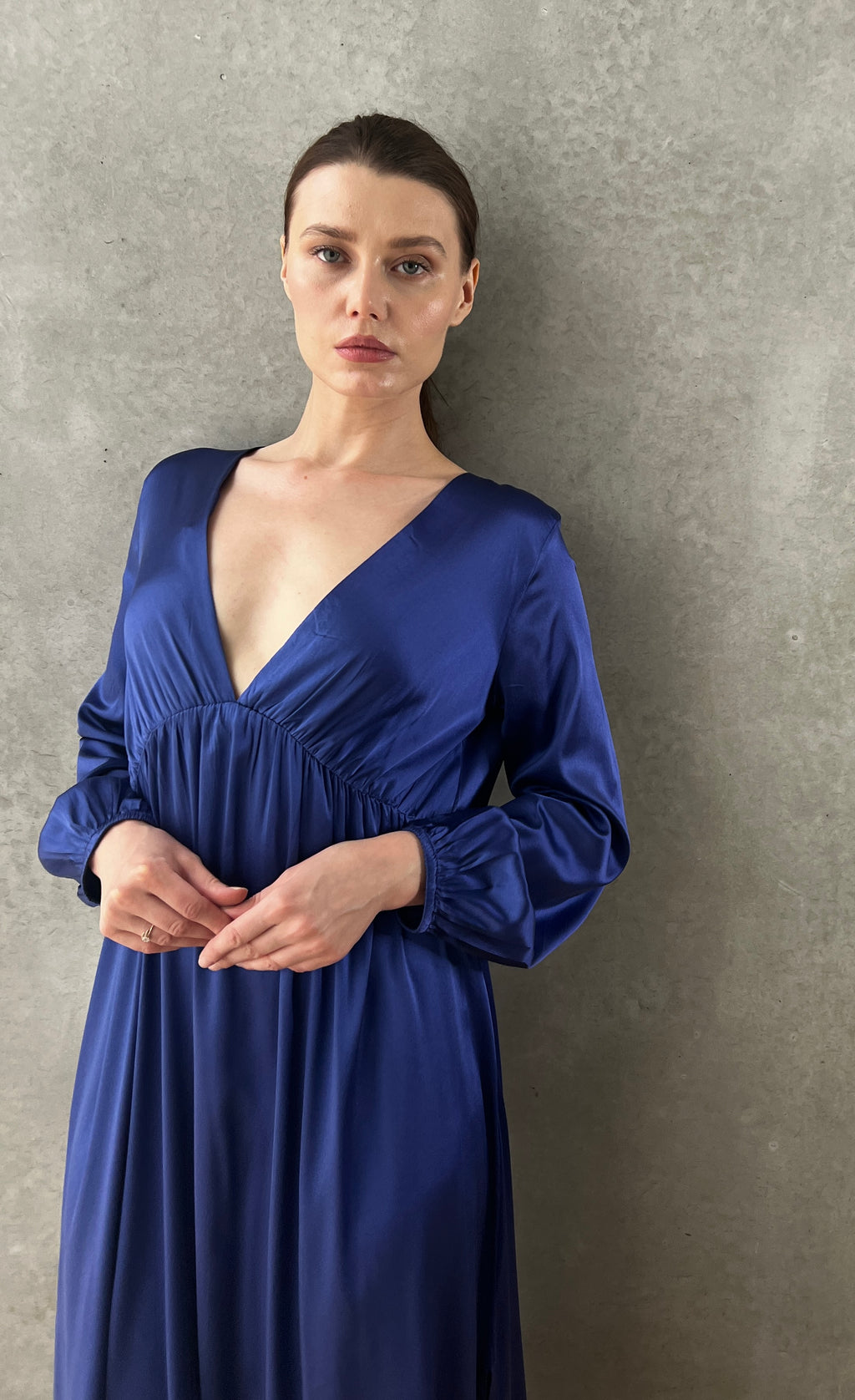 Silk Marigold Dress - Blue