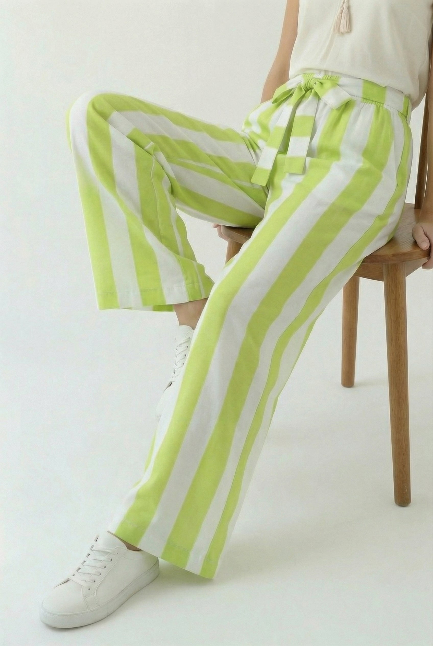 Lime & White Trousers