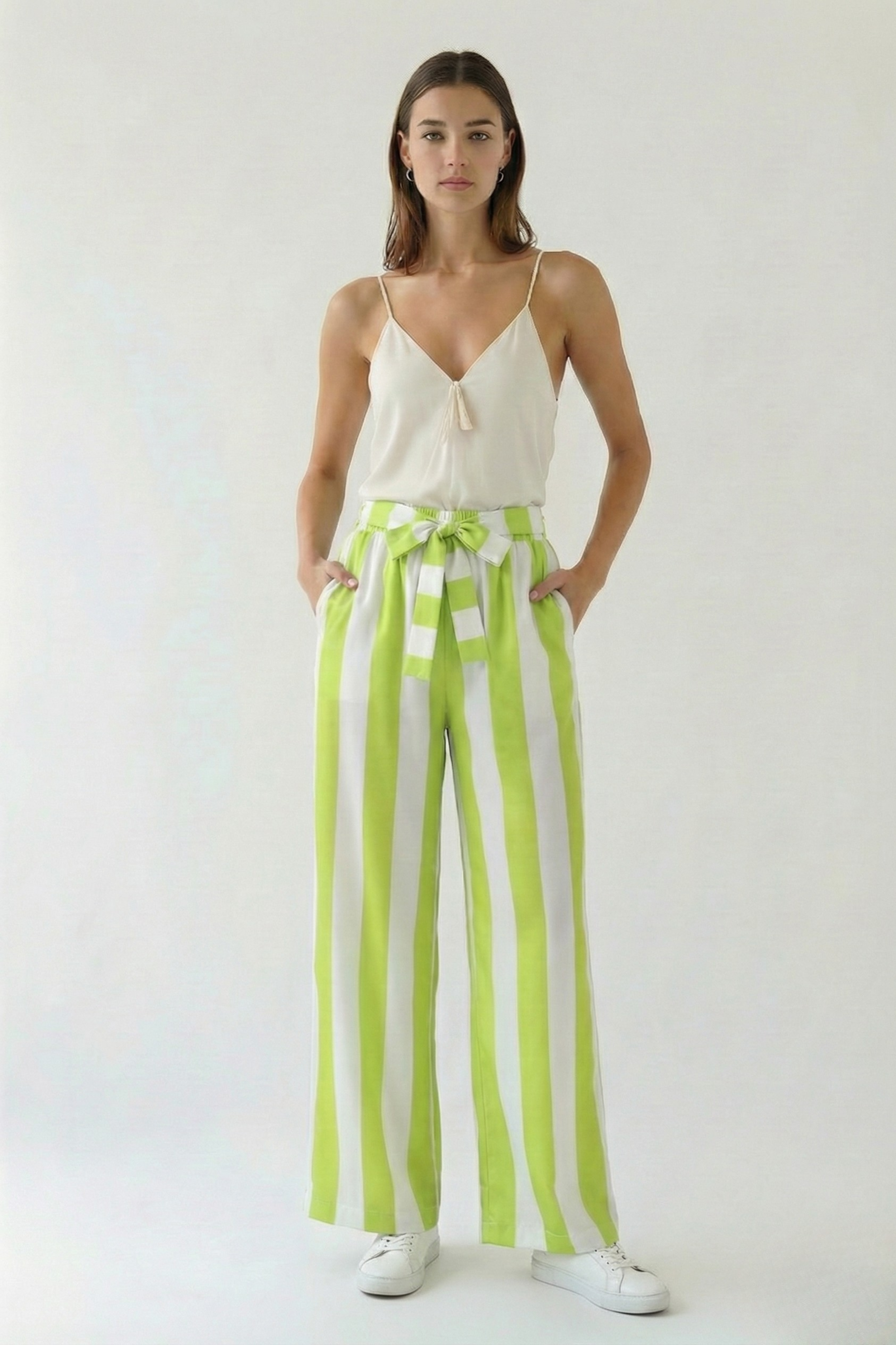 Lime & White Trousers