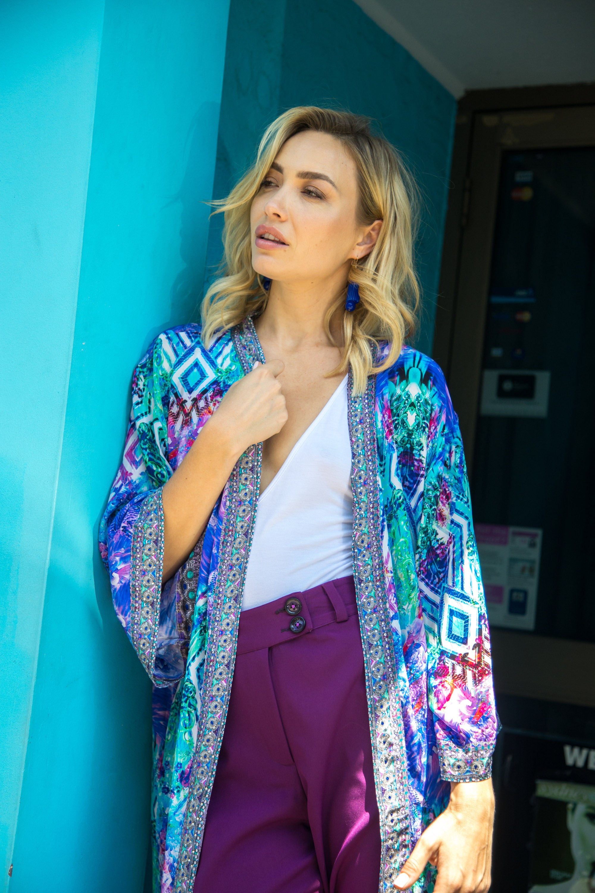 Indigo Summer Long Kimono Shrug
