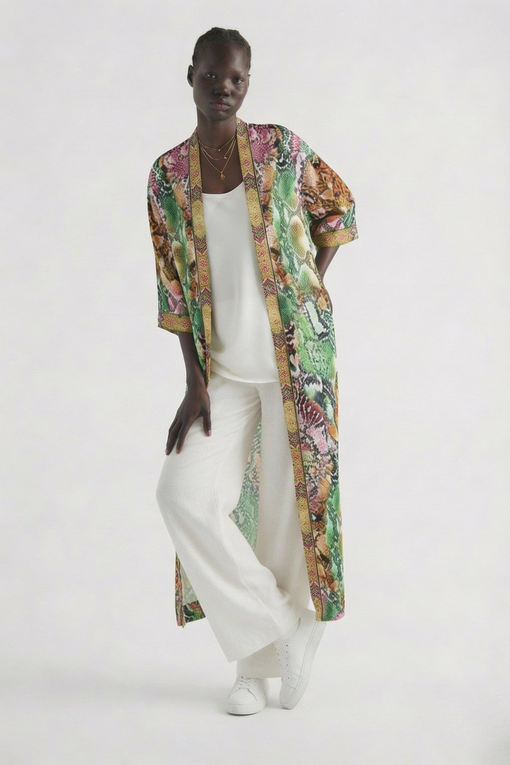 Serpentine Long Kimono Shrug