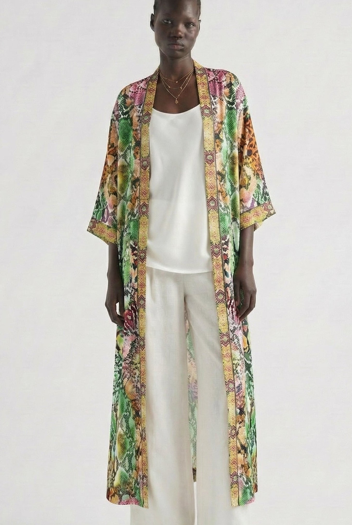 Serpentine Long Kimono Shrug