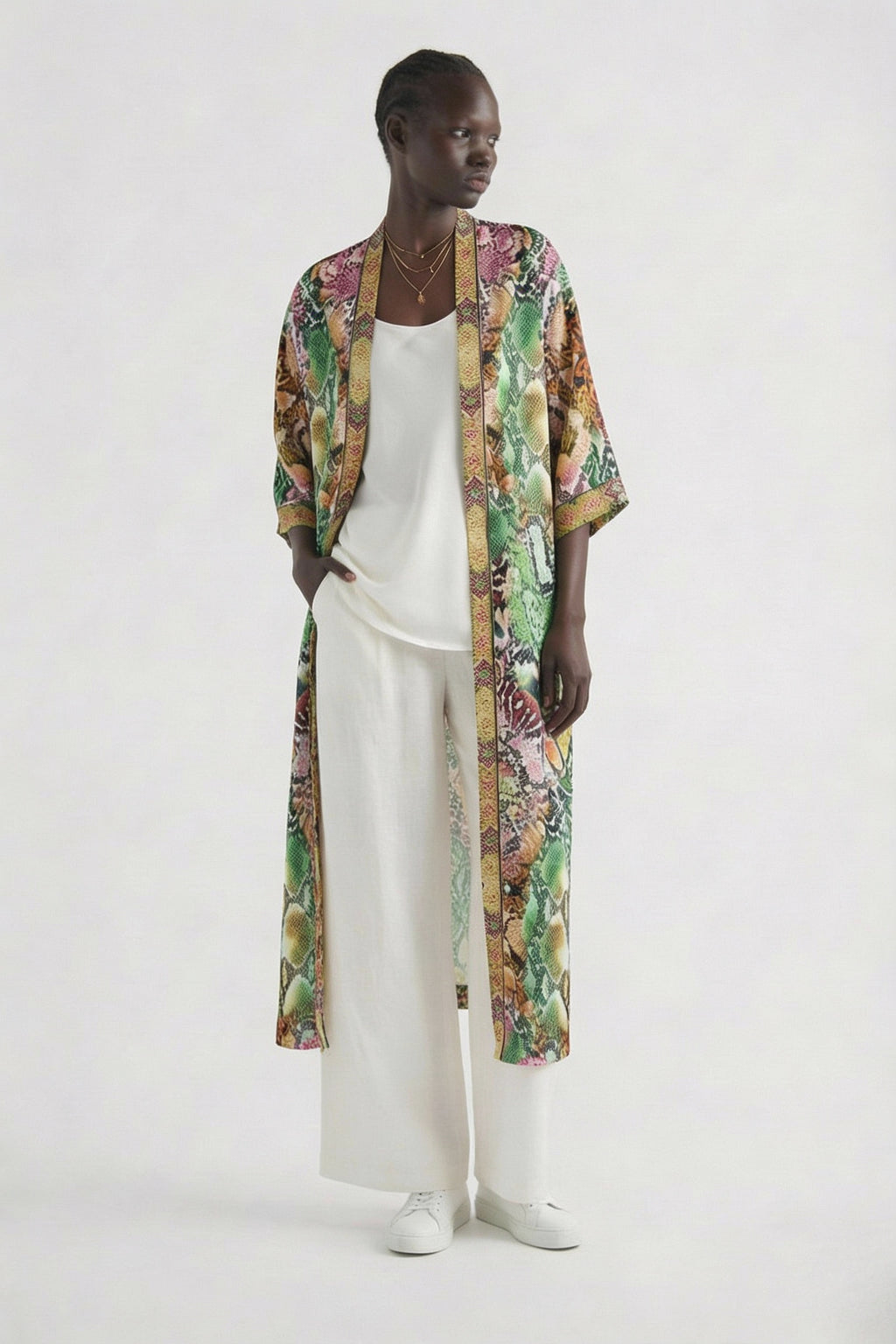 Serpentine Long Kimono Shrug