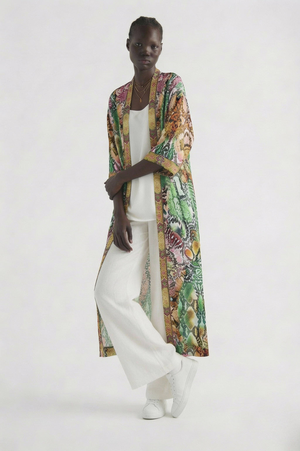 Serpentine Long Kimono Shrug