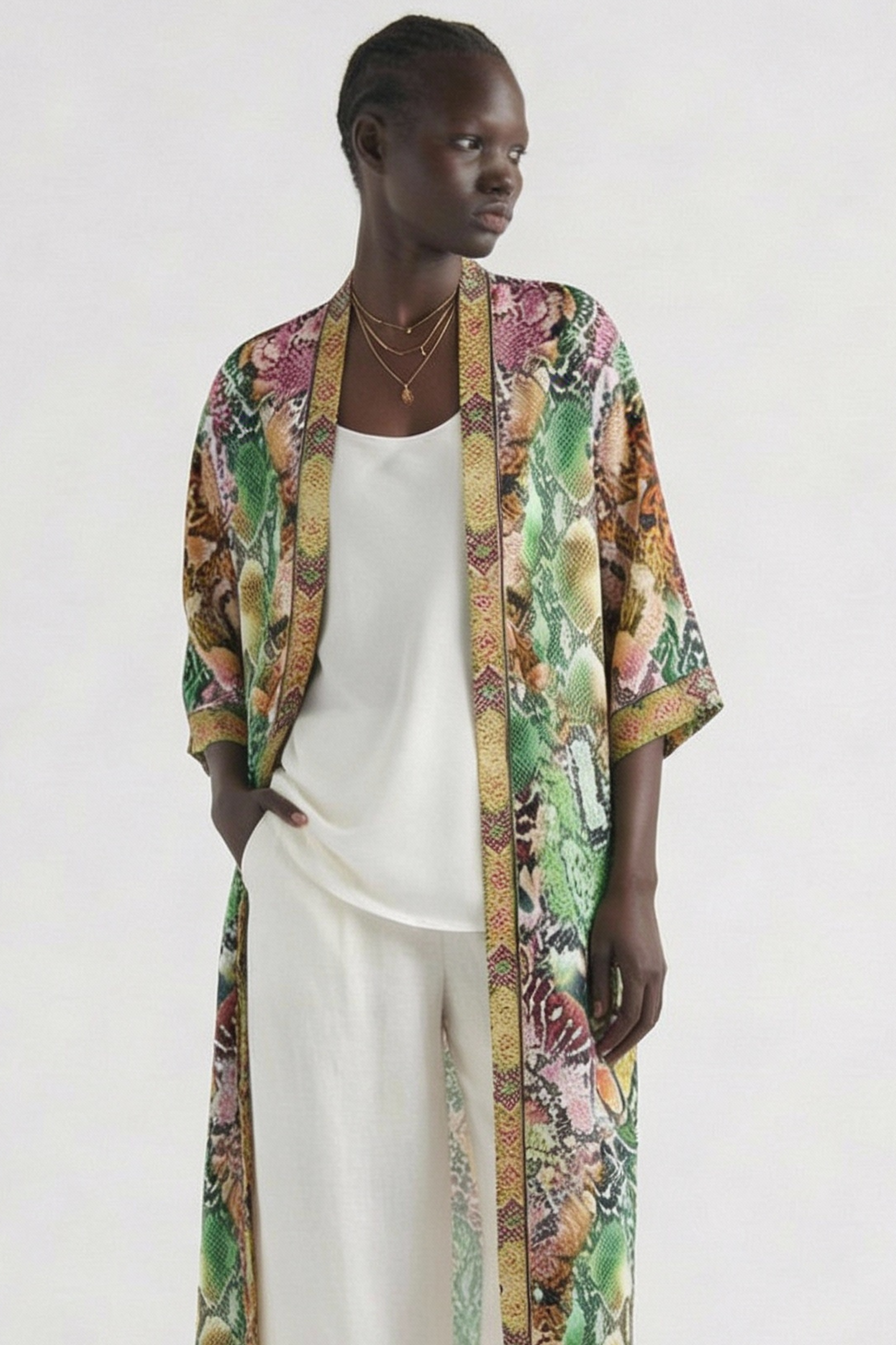 Serpentine Long Kimono Shrug