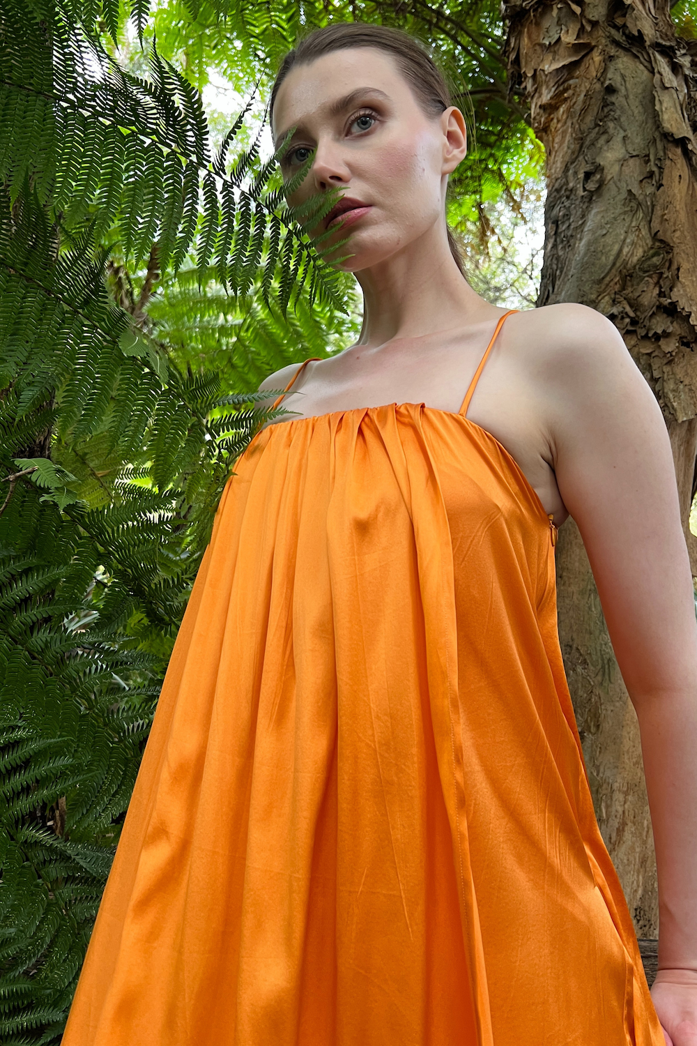 Silk Amelia Dress - Orange