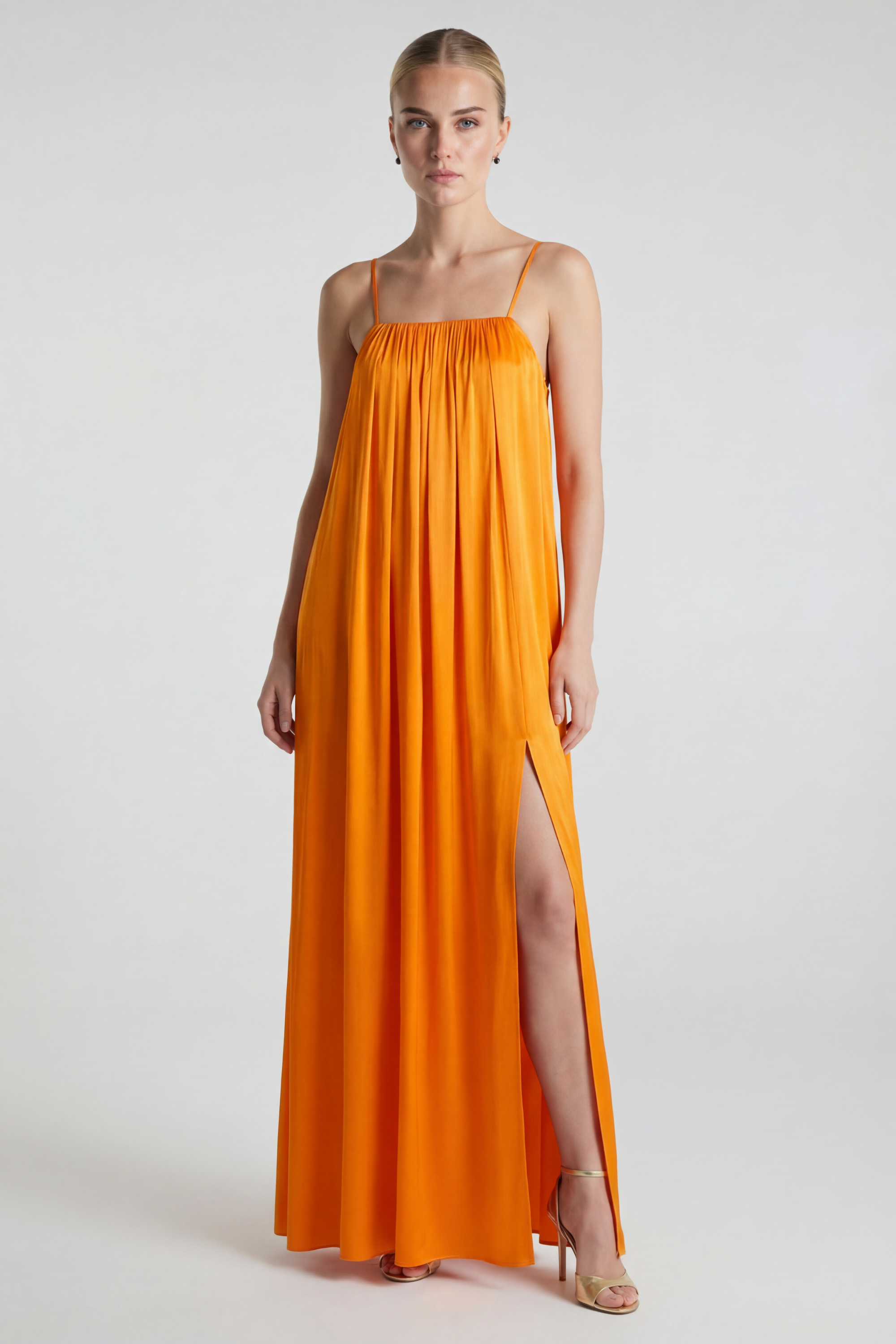 Silk Amelia Dress - Orange