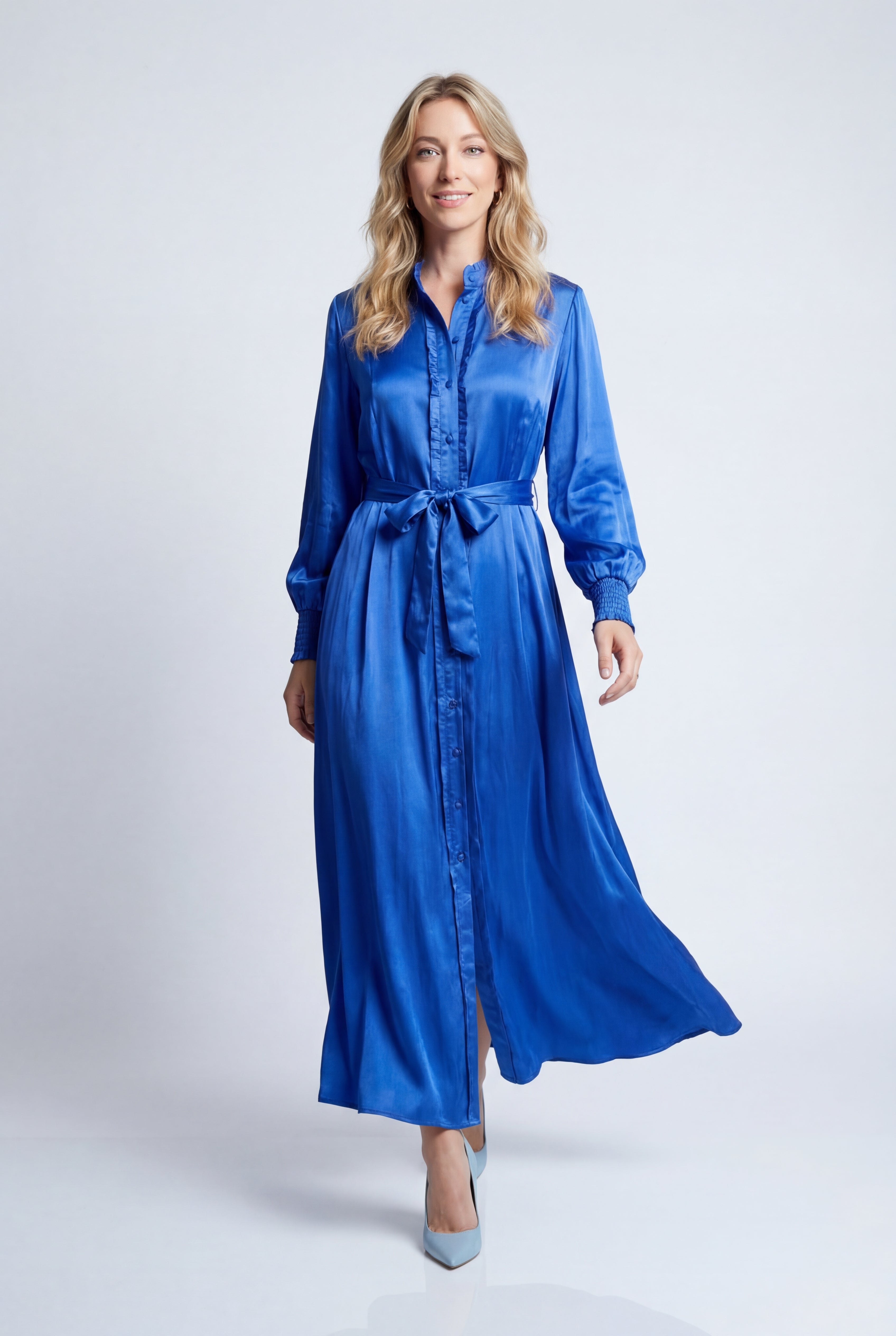 Silk Freya Dress - Blue