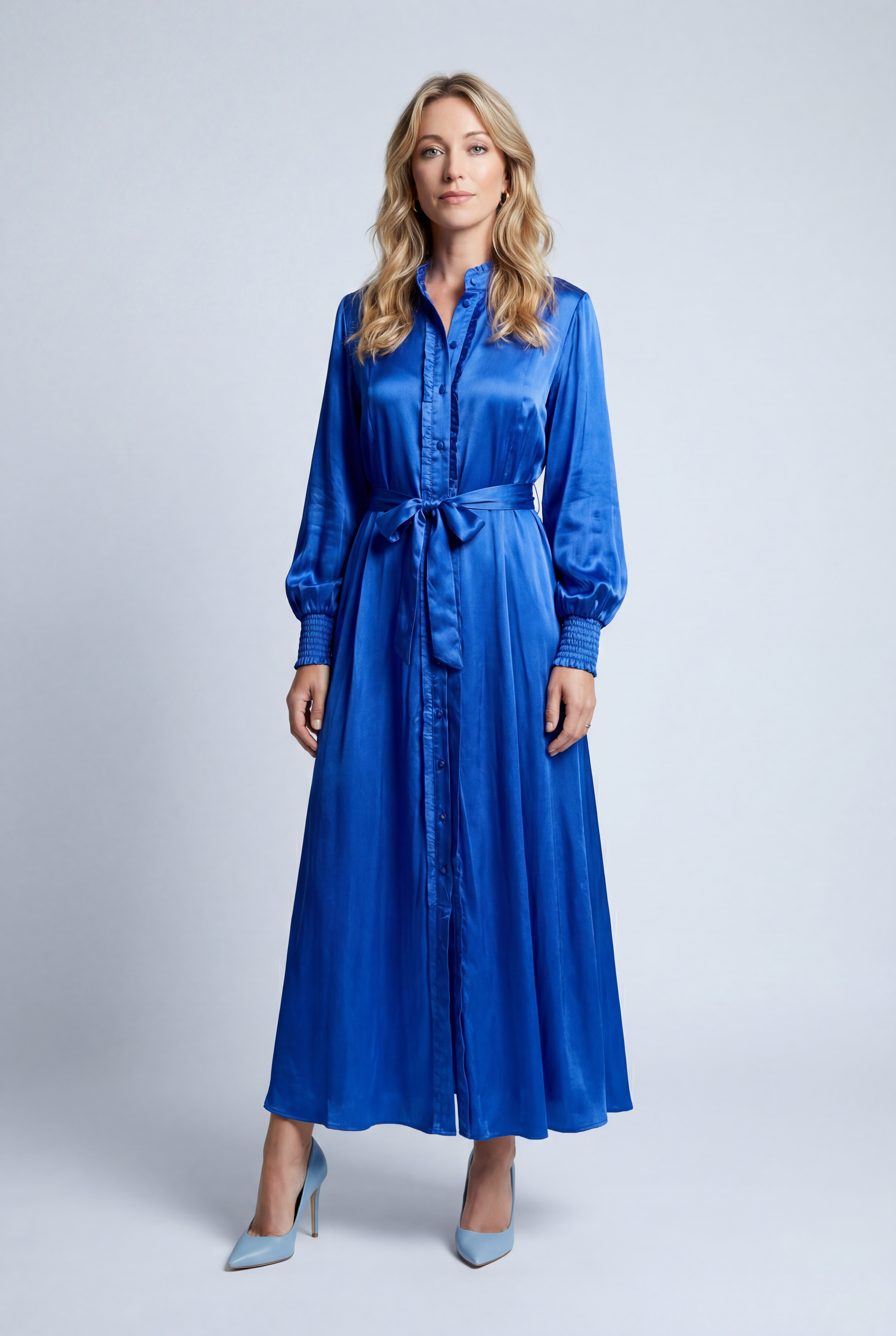 Silk Freya Dress - Blue