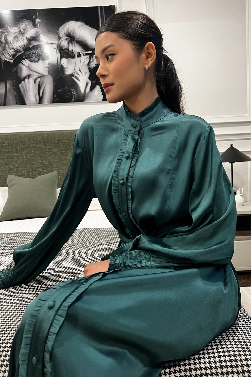 Silk Freya Dress - Green-Dress-LennaRose-Size 1 (8-10)-Lenna Rose Fashion