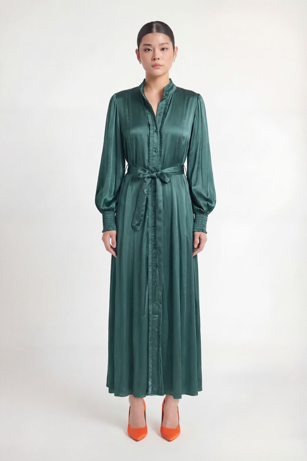 Silk Freya Dress - Green-Dress-LennaRose-Size 1 (8-10)-Lenna Rose Fashion