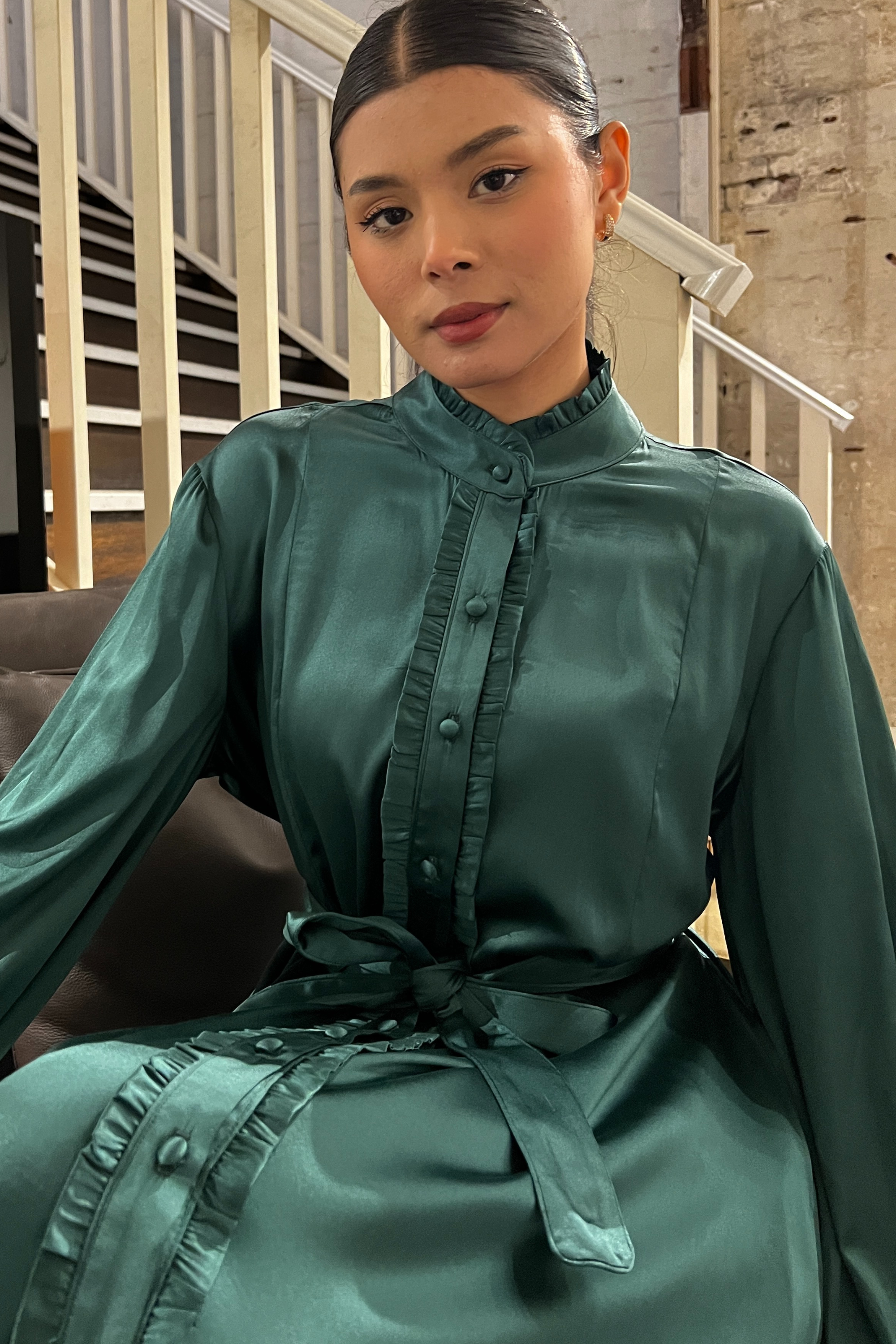 Silk Freya Dress - Green