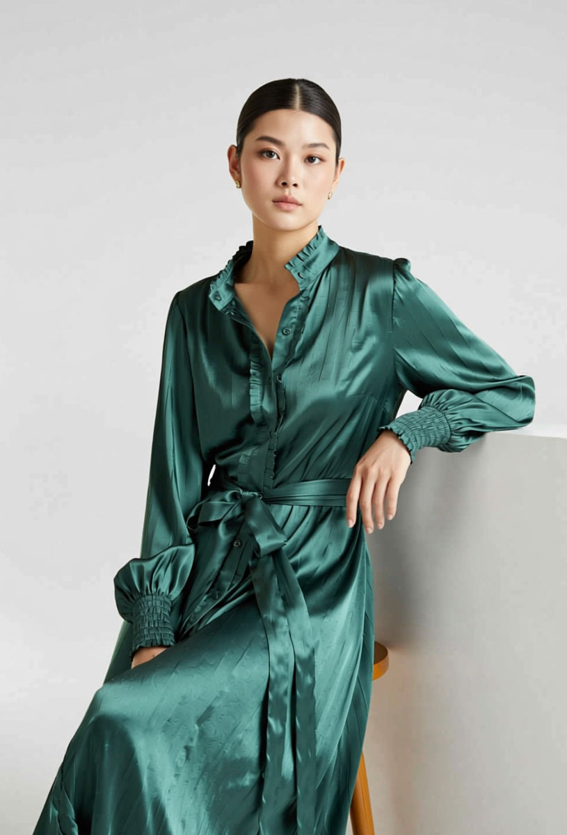 Silk Freya Dress - Green