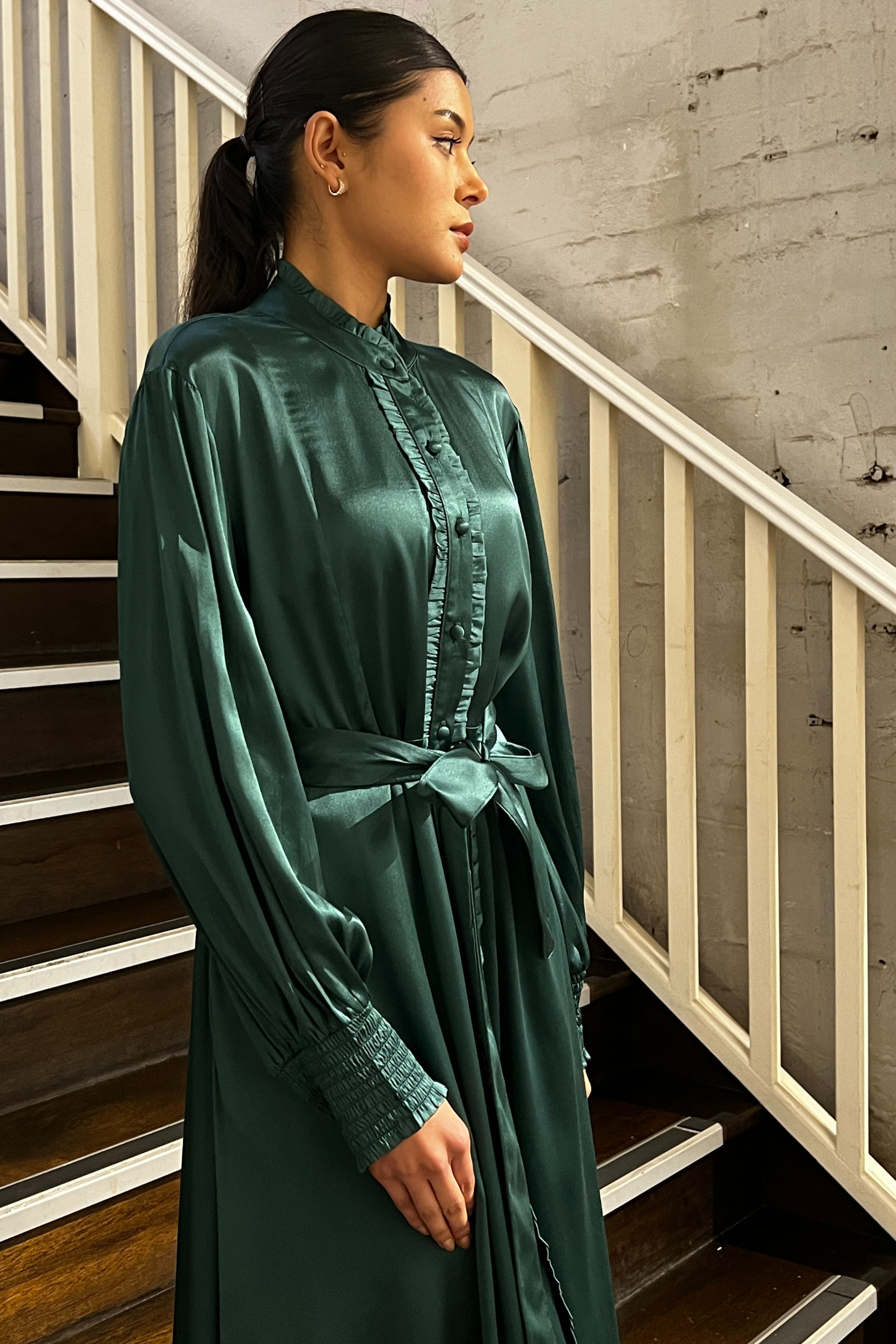 Silk Freya Dress - Green