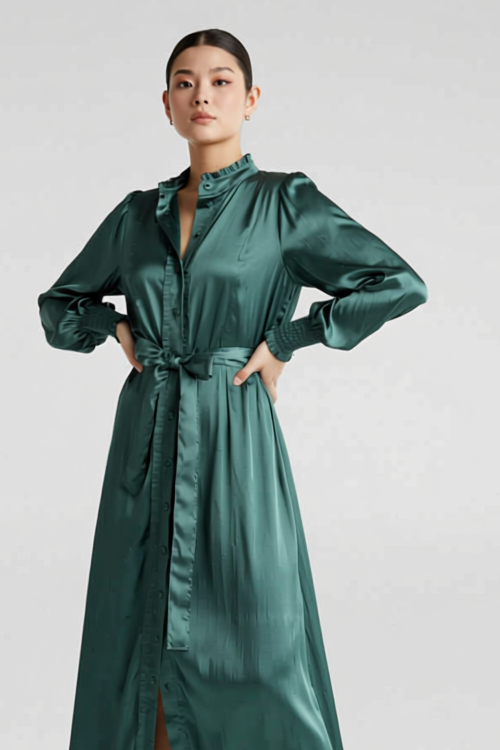 Silk Freya Dress - Green