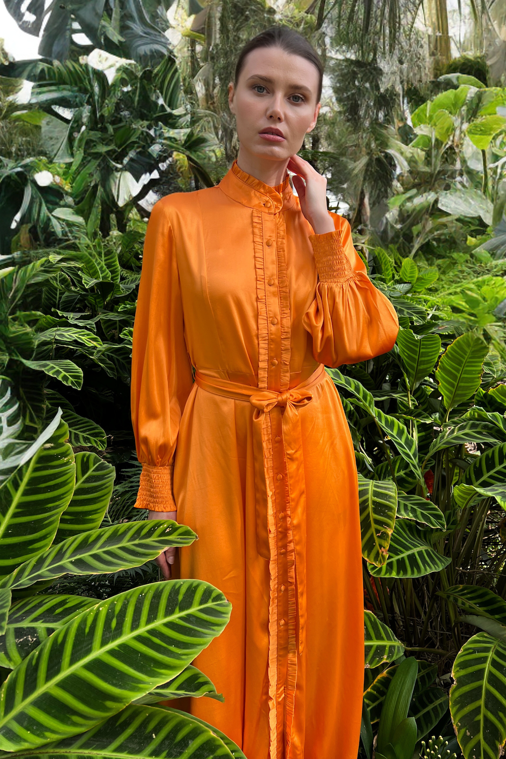 Silk Freya Dress - Orange-Dress-LennaRose-Size 1 (8-10)-Lenna Rose Fashion