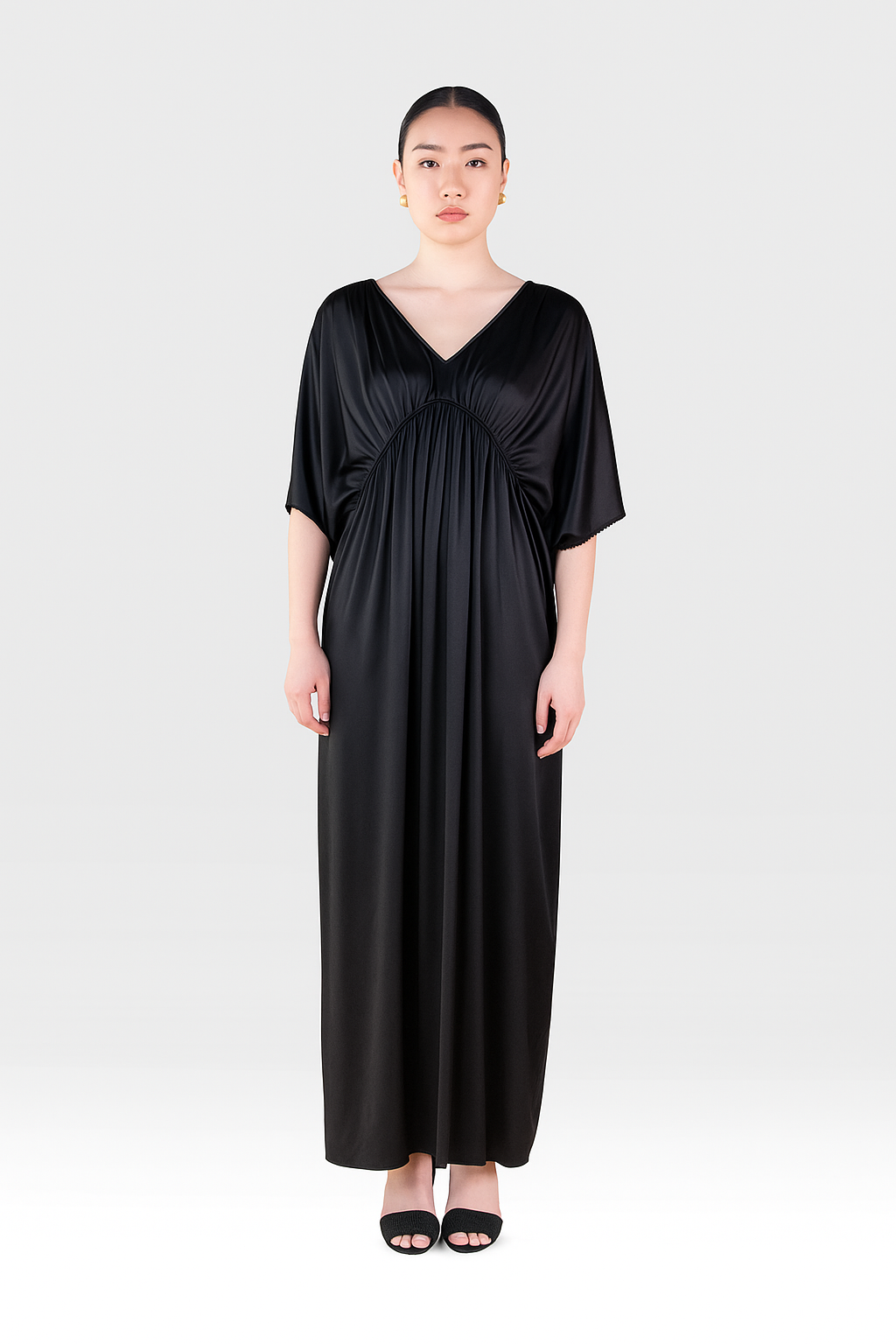 Silk Grecian Maxi Dress - Black-Dress-LennaRose-Size 1 (8-10)-Lenna Rose Fashion