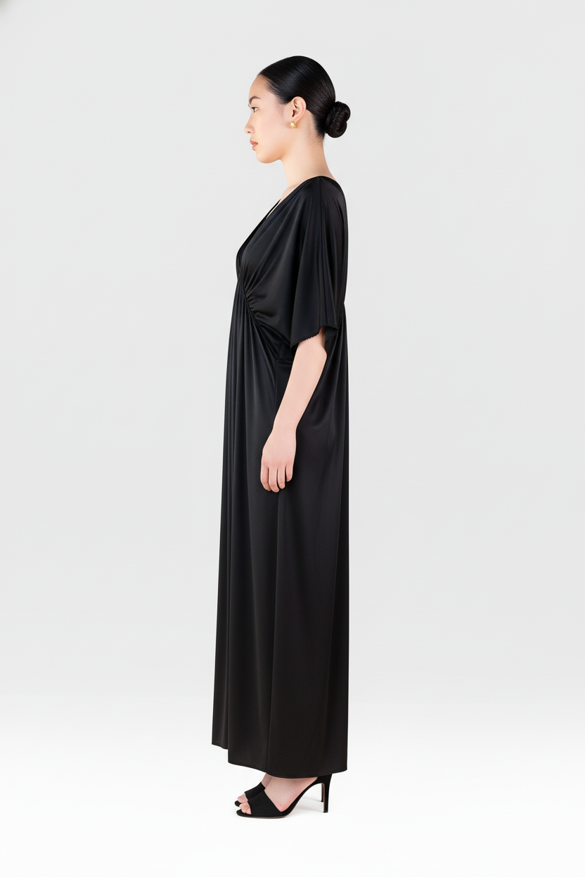 Silk Grecian Maxi Dress - Black-Dress-LennaRose-Size 1 (8-10)-Lenna Rose Fashion