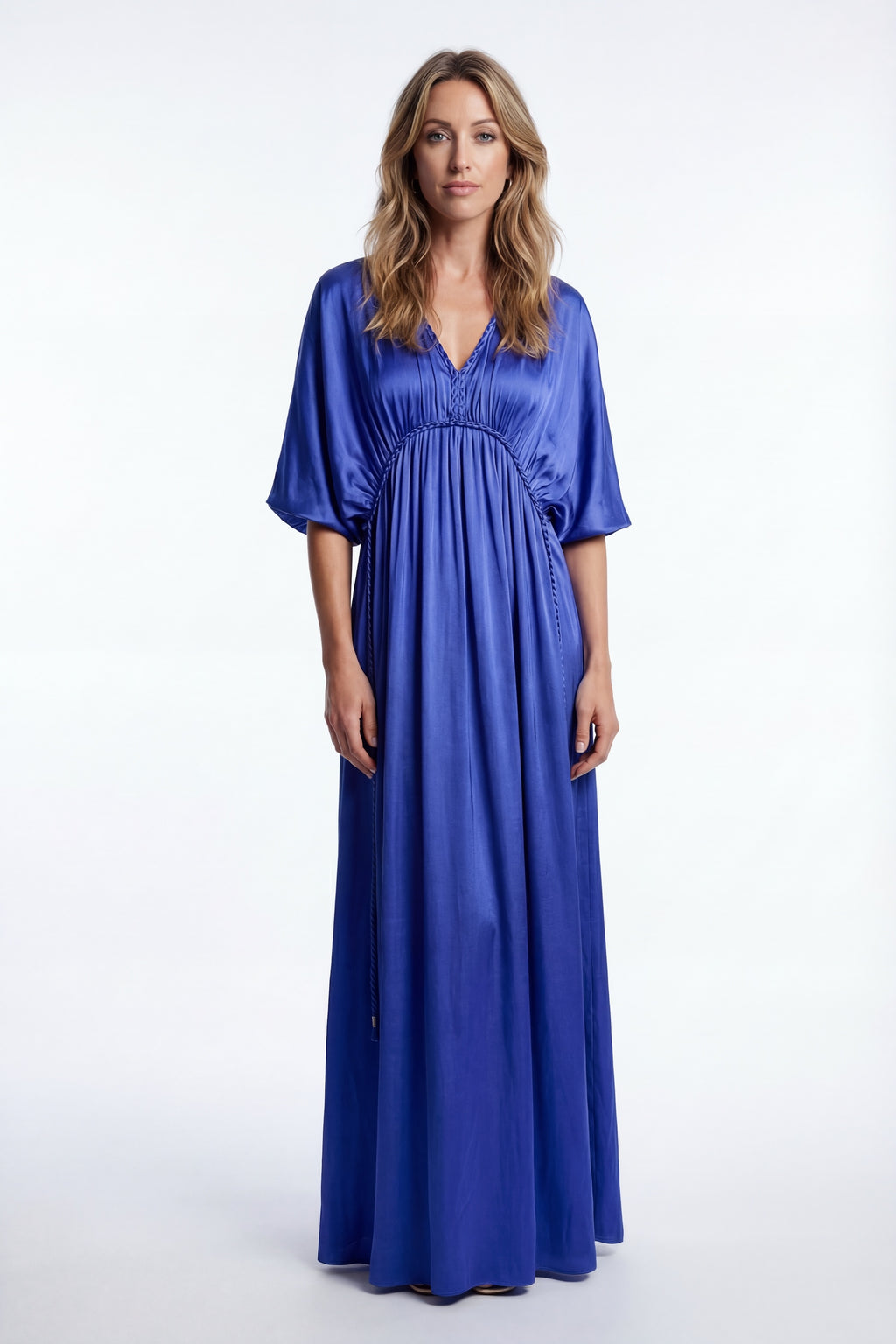 Silk Grecian Maxi Dress - Blue-Dress-LennaRose-Size 1 (8-10)-Lenna Rose Fashion