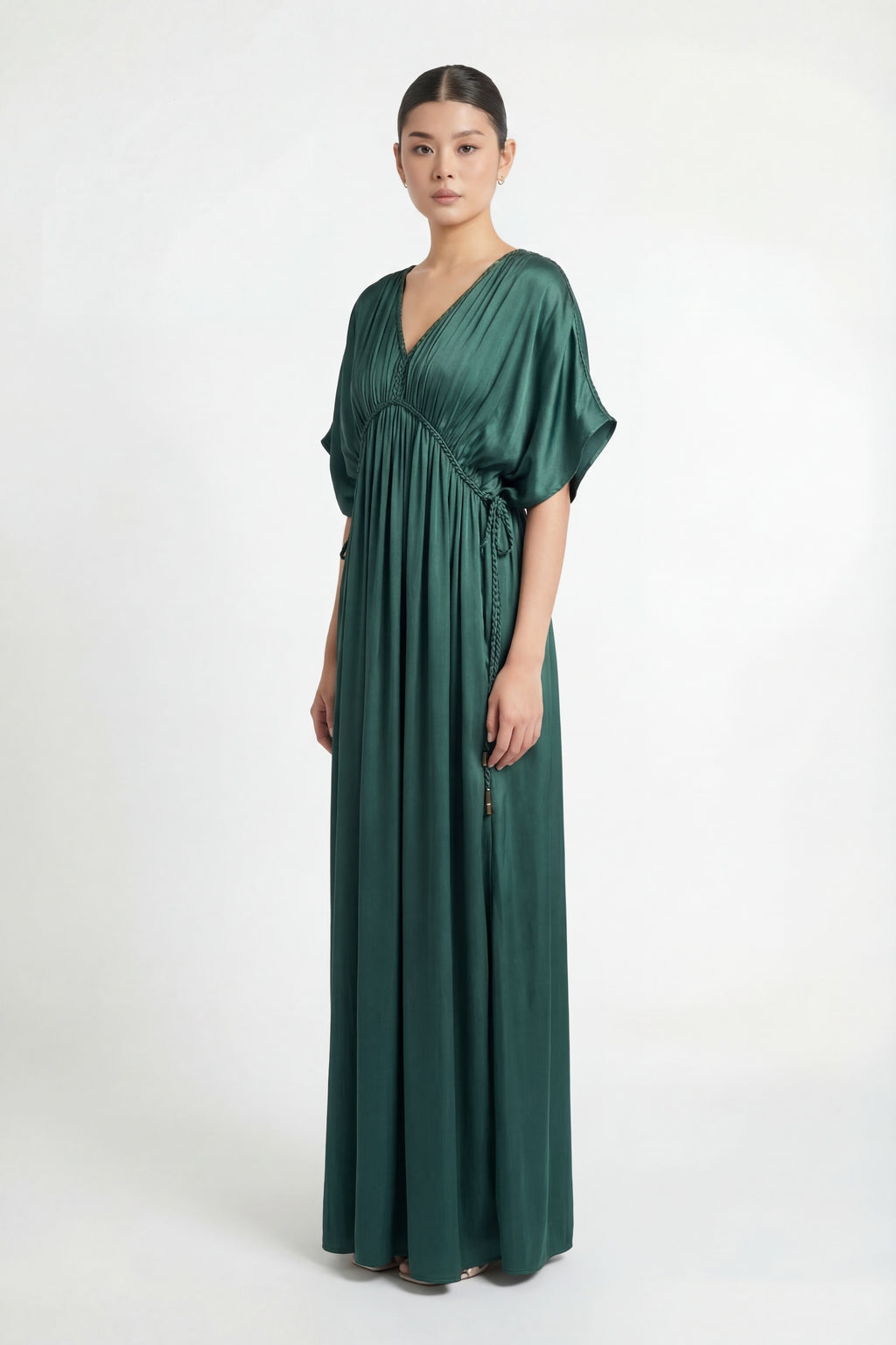 Silk Grecian Maxi Dress - Green-Dress-LennaRose-Size 1 (8-10)-Lenna Rose Fashion