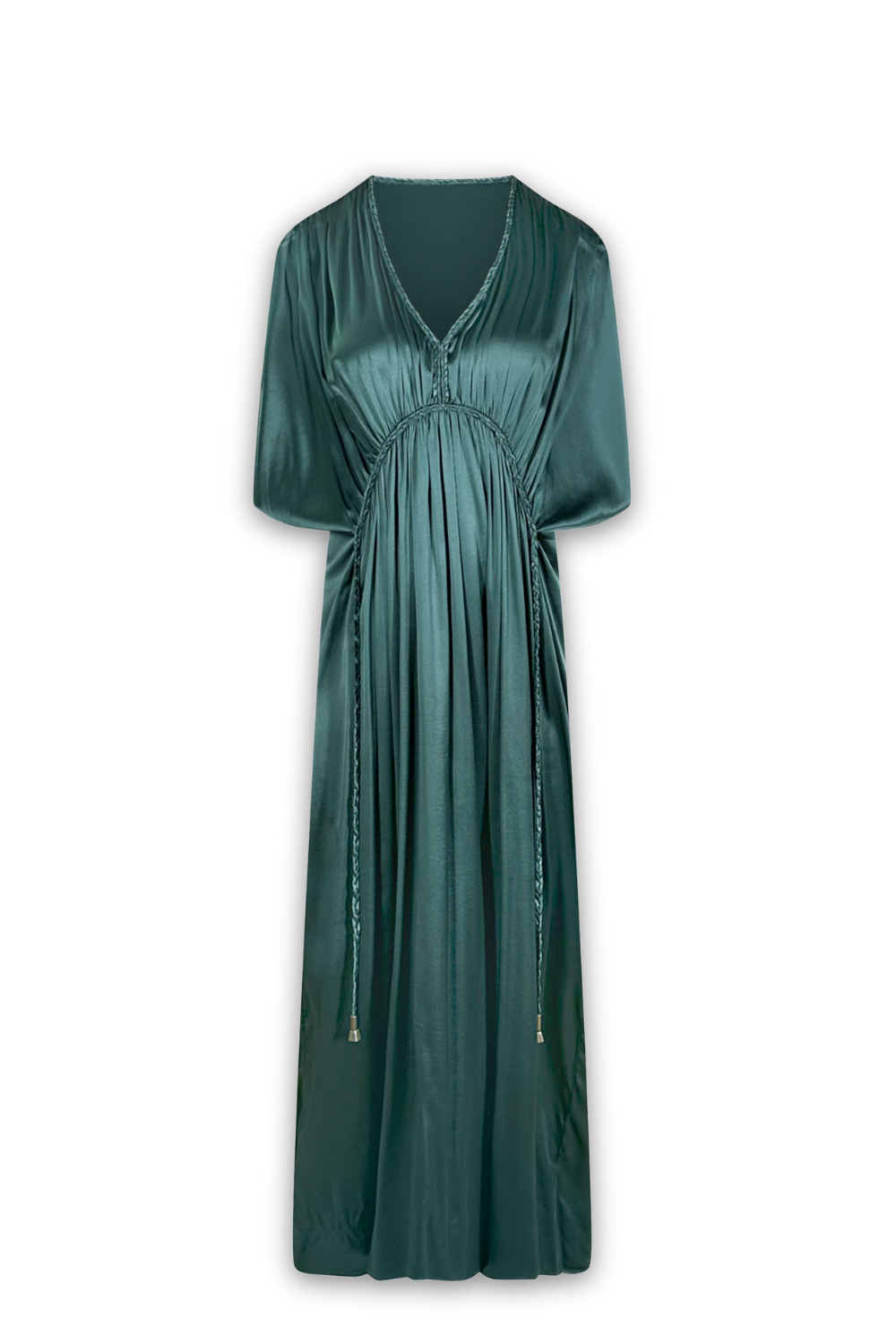 Silk Grecian Maxi Dress - Green-Dress-LennaRose-Size 1 (8-10)-Lenna Rose Fashion