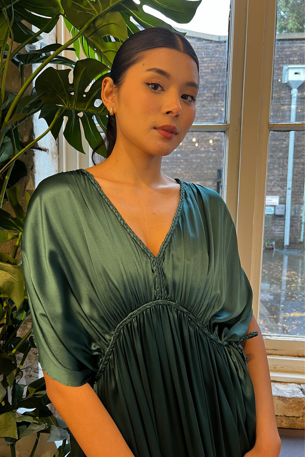 Silk Grecian Maxi Dress - Green-Dress-LennaRose-Size 1 (8-10)-Lenna Rose Fashion