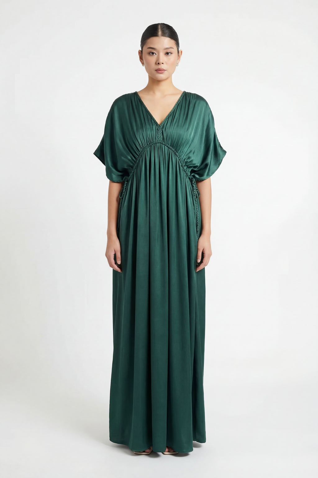 Silk Grecian Maxi Dress - Green-Dress-LennaRose-Size 1 (8-10)-Lenna Rose Fashion
