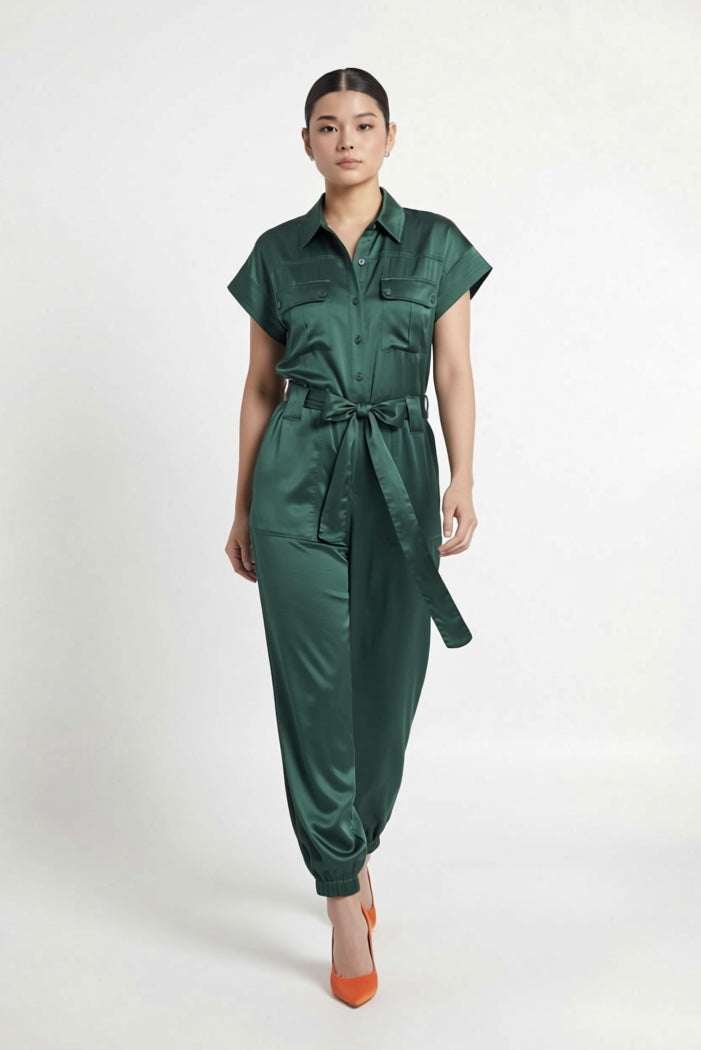 Silk Lenna Jumpsuit - Green