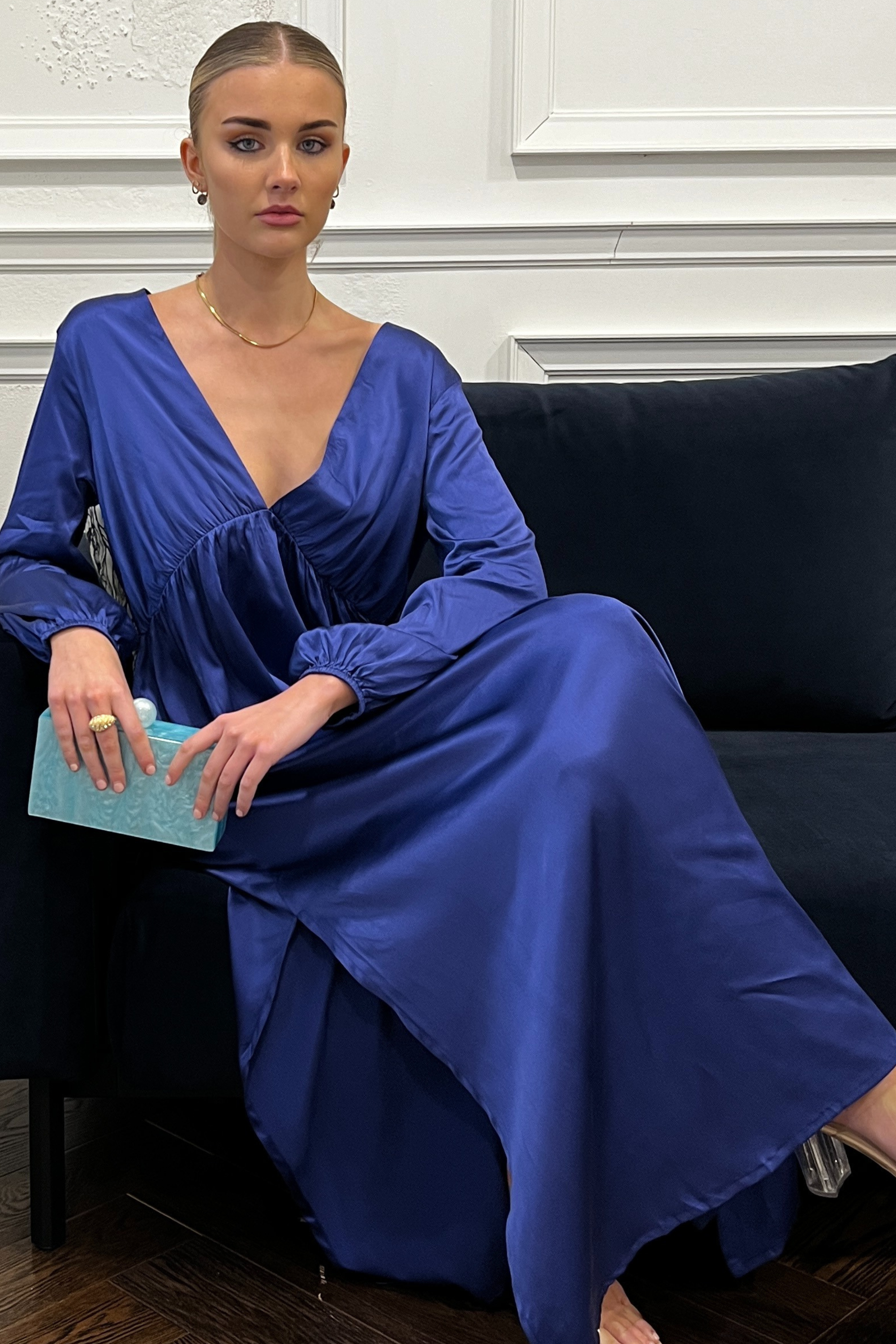 Silk Marigold Dress - Blue