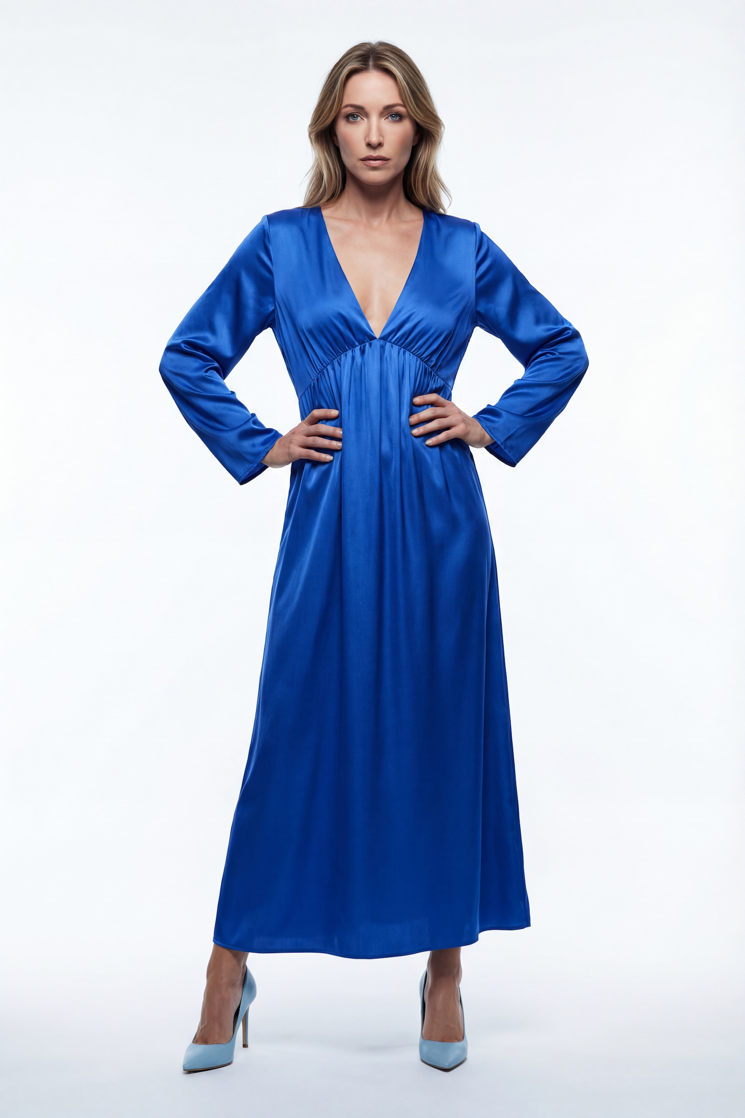 Silk Marigold Dress - Blue