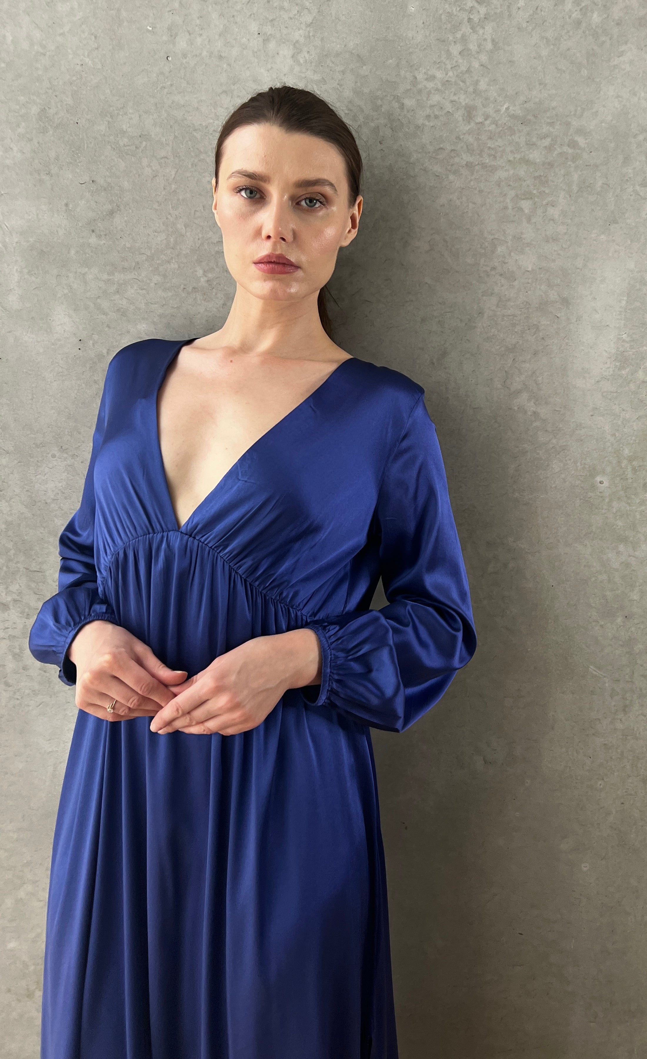 Silk Marigold Dress - Blue