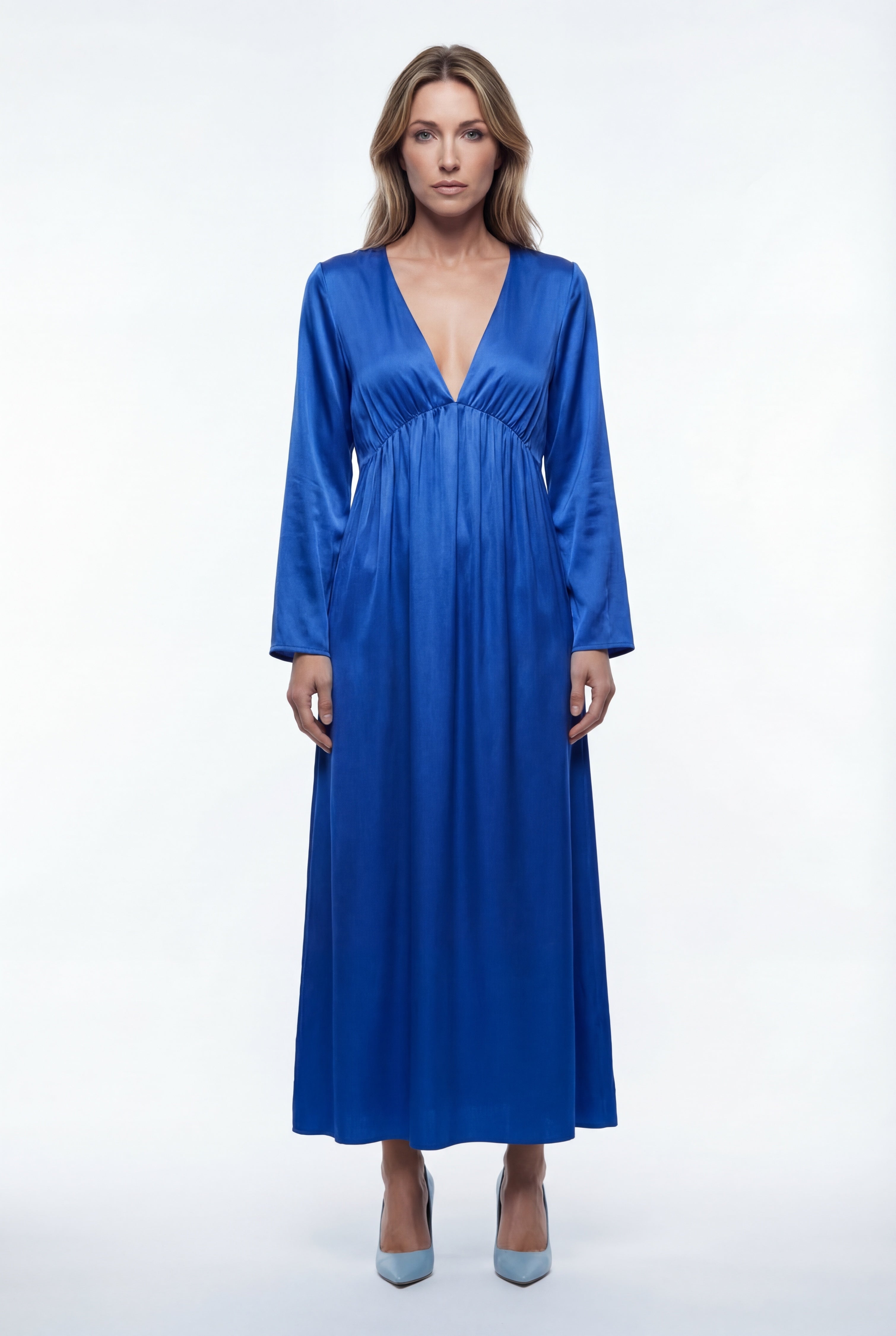 Silk Marigold Dress - Blue