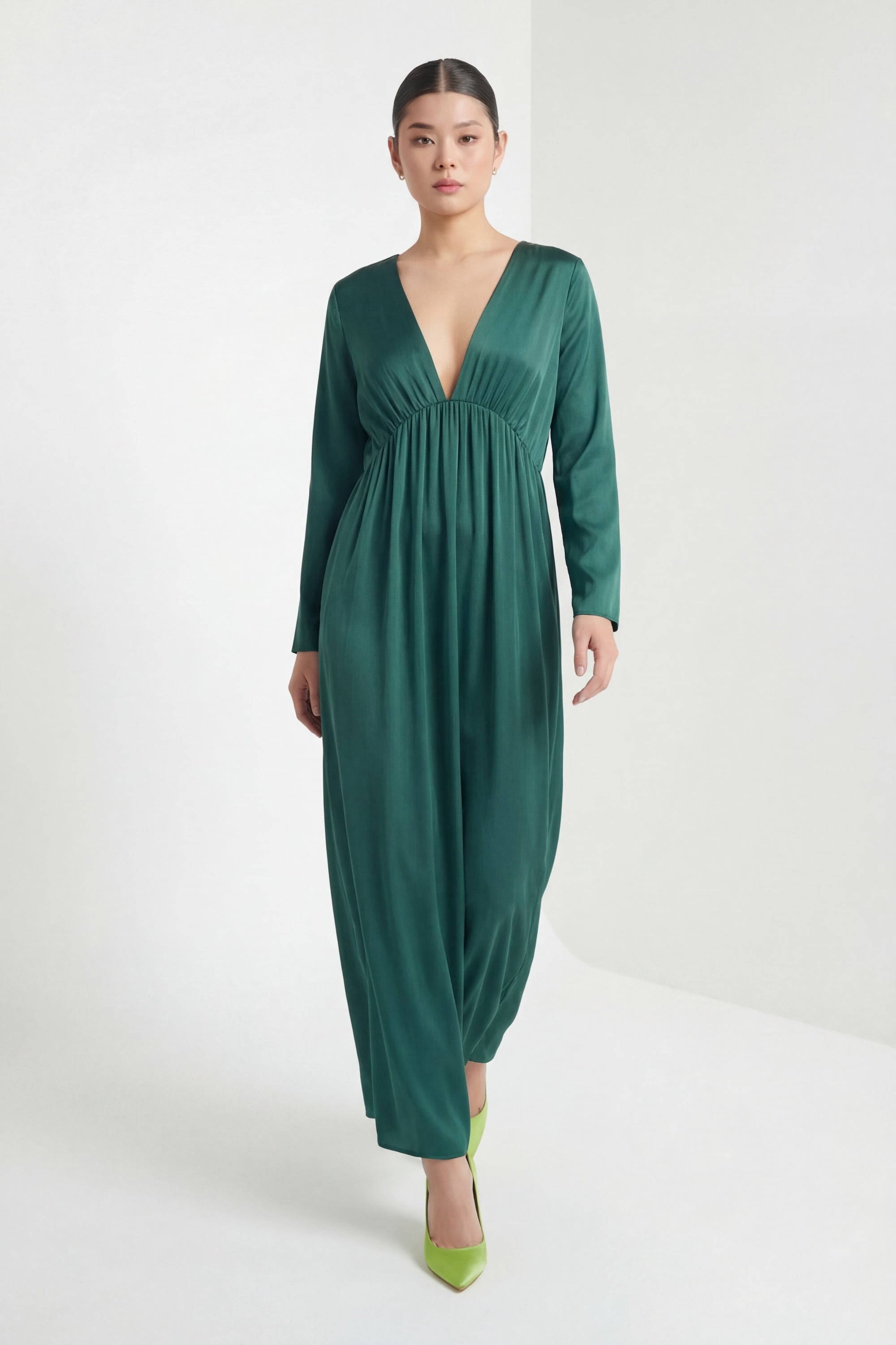 Silk Marigold Dress - Green
