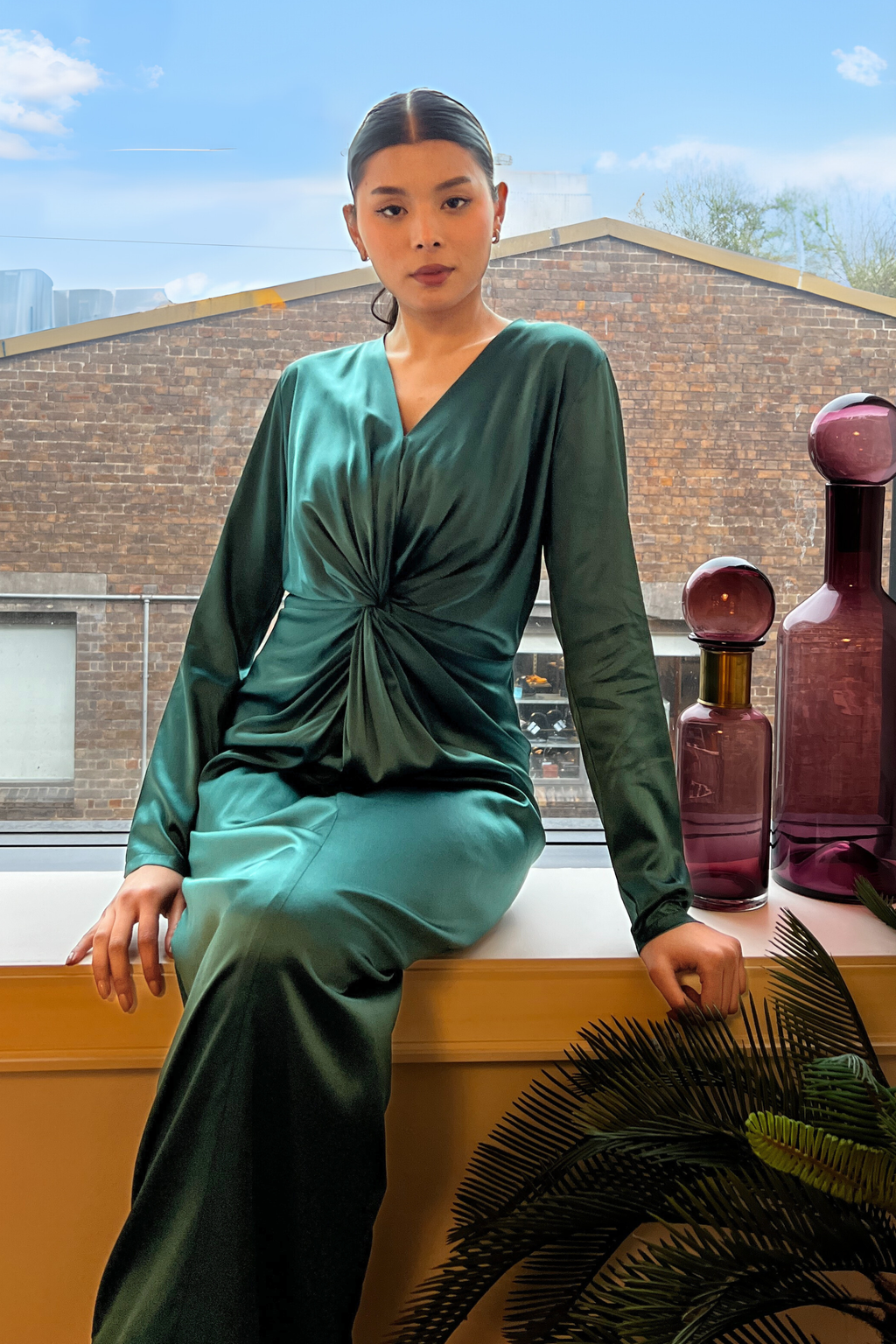 Silk Rhianna Dress - Green-Dress-LennaRose-Size 1 (8-10)-Lenna Rose Fashion