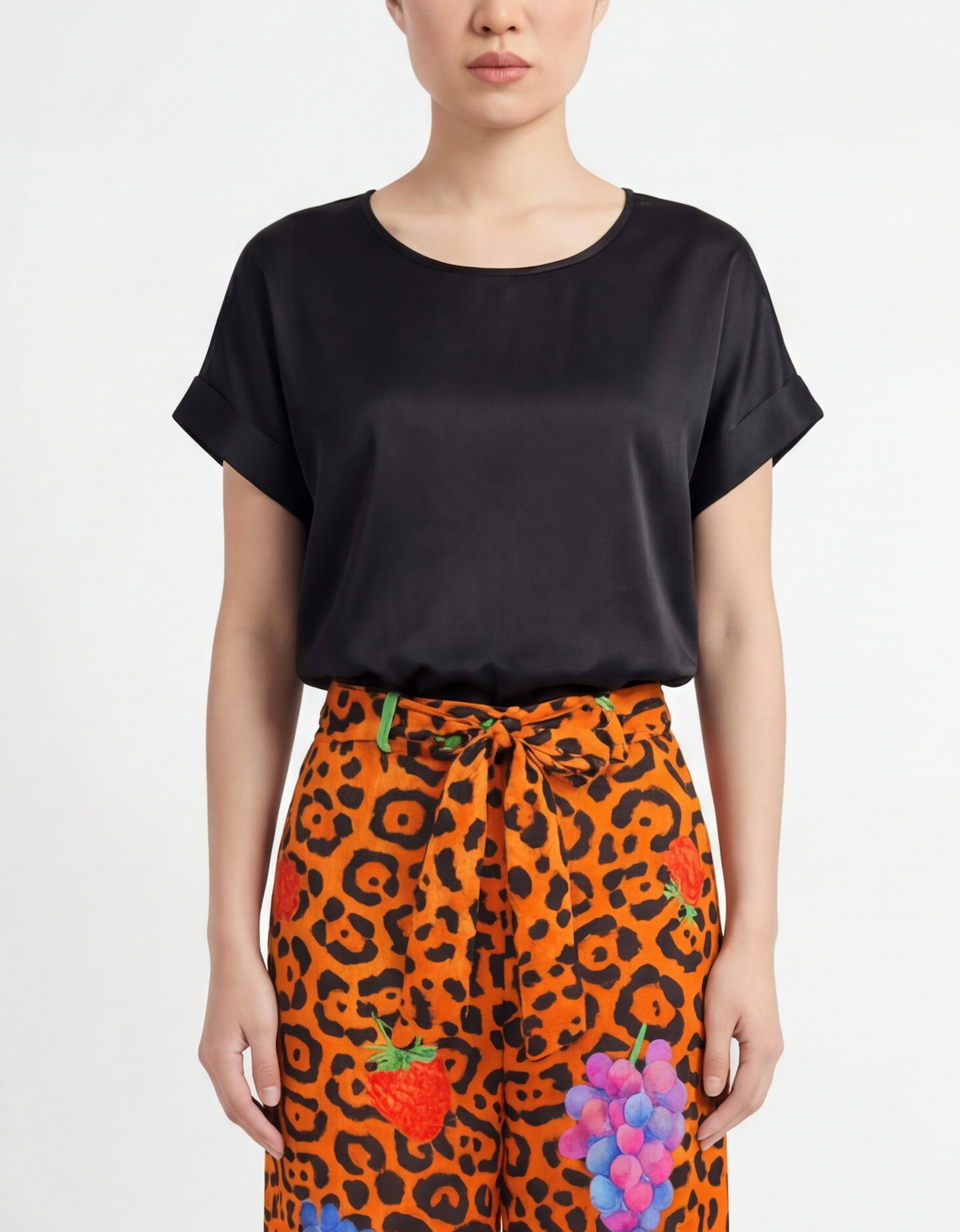 Silk Rose Top - Black