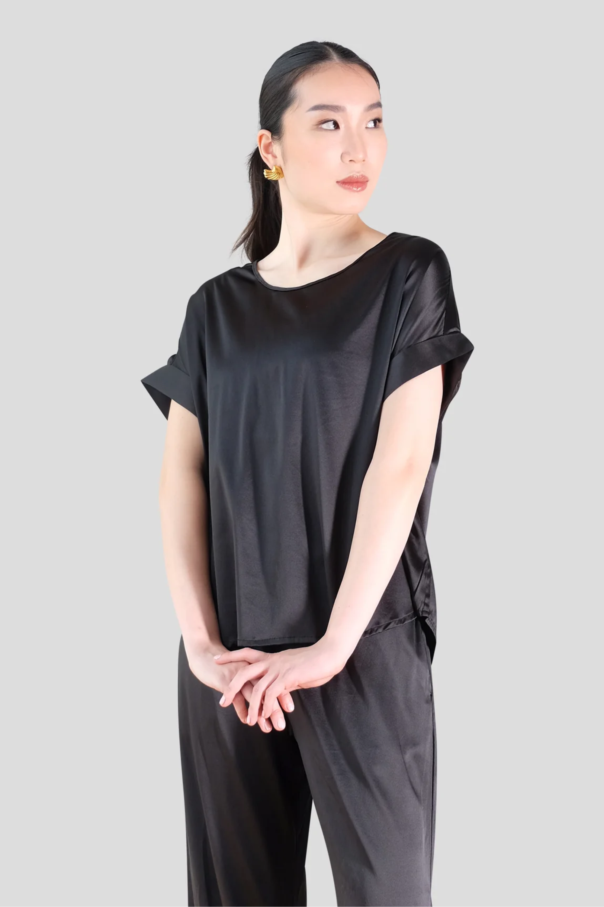 Silk Rose Top - Black-TOP-LennaRose-Size 1 (8-10)-Lenna Rose Fashion