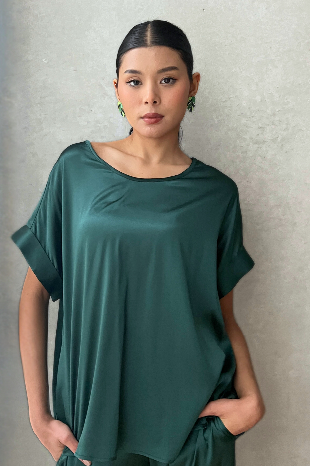 Silk Rose Top - Green-TOP-LennaRose-Size 1 (8-10)-Lenna Rose Fashion