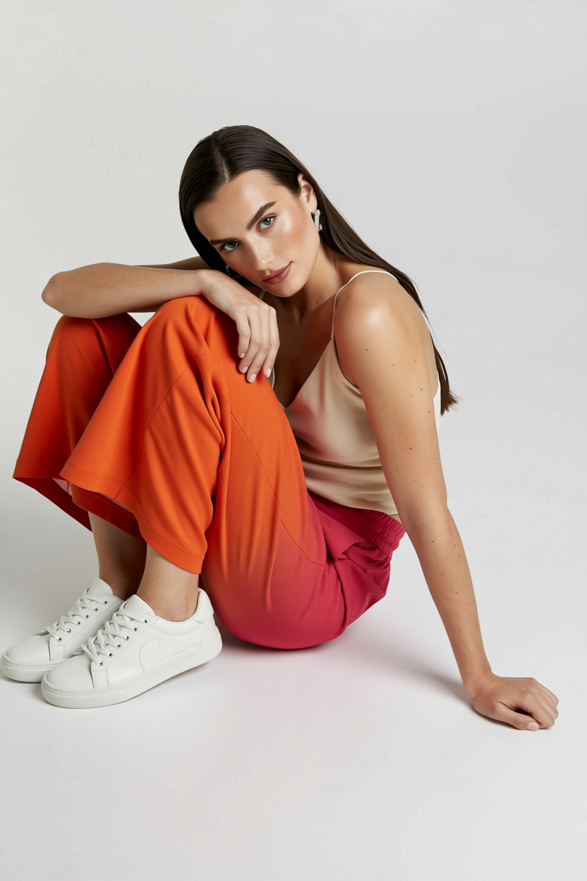 Sunset Orange Trousers-Trousers-My Store-Size 1 (8-10)-Lenna Rose Fashion