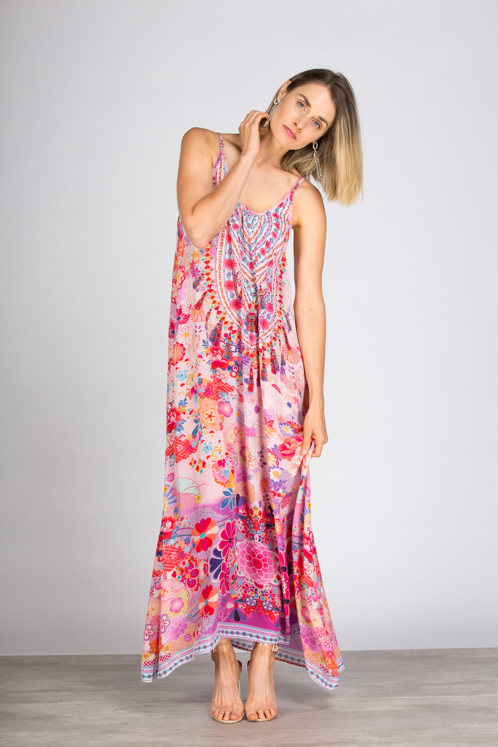 Cherry Blossom Strap Maxi Dress