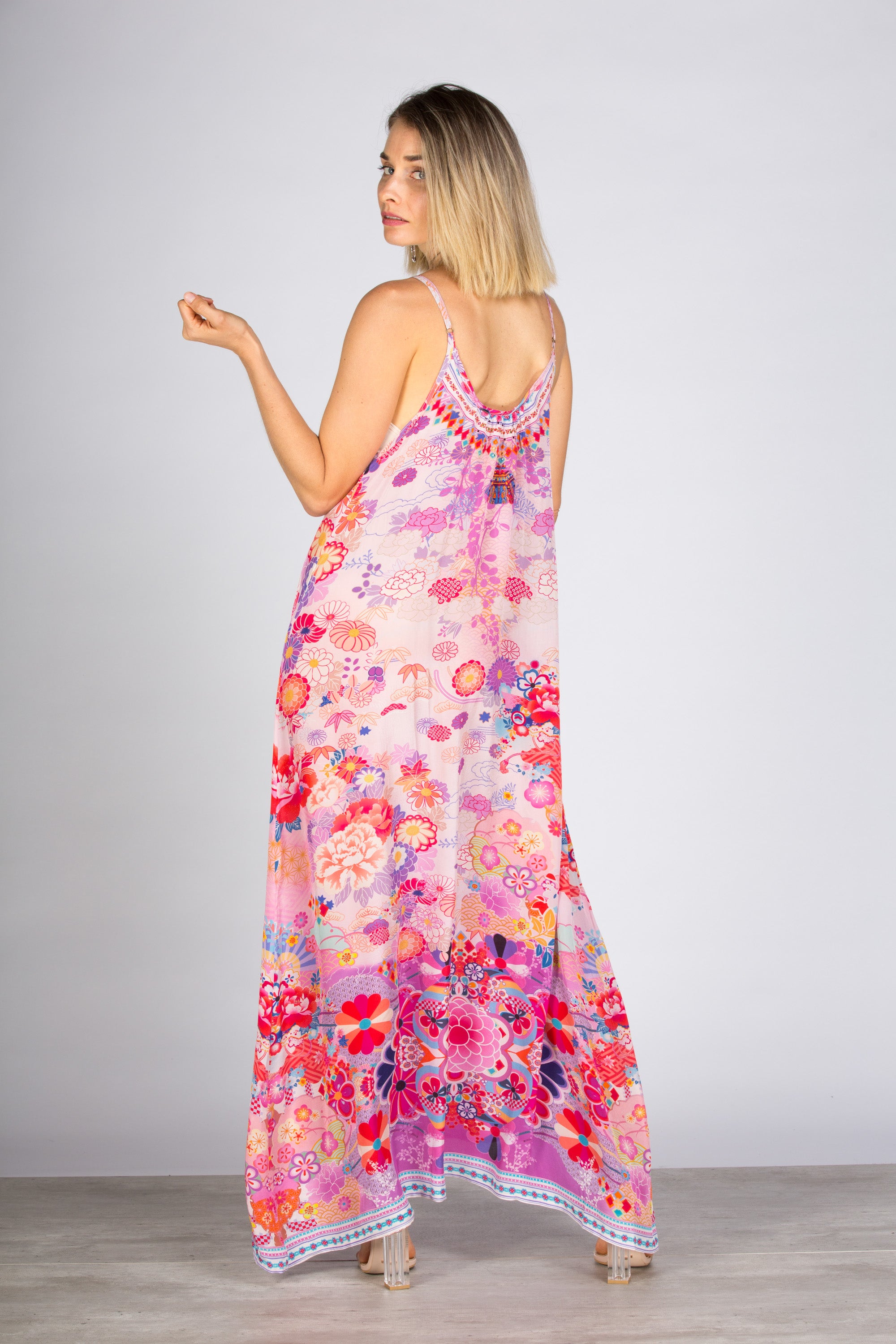Cherry Blossom Strap Maxi Dress