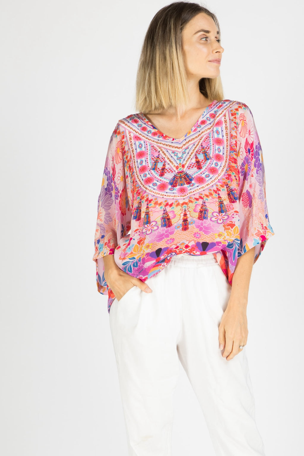 Cherry Blossom Kaftan Top